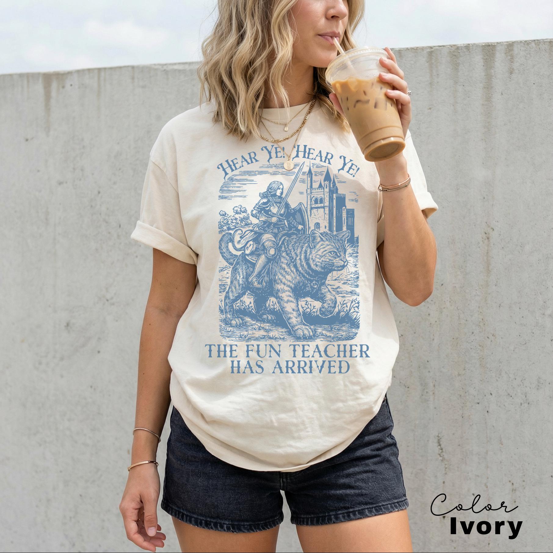 Fun Teacher Shirt, Funny Teacher T-shirt, Hear Ye, English Teacher, Knight Cat Shirt