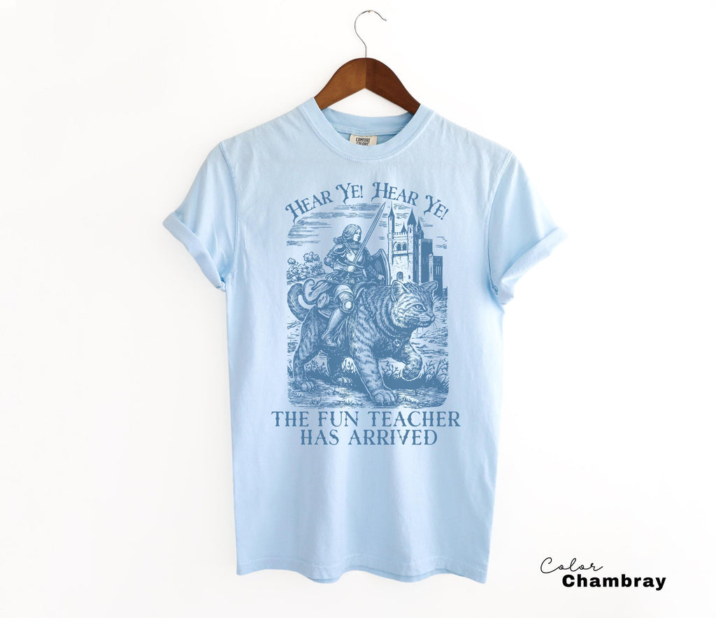 Fun Teacher Shirt, Funny English Teacher T-Shirt with Knight Cat Design