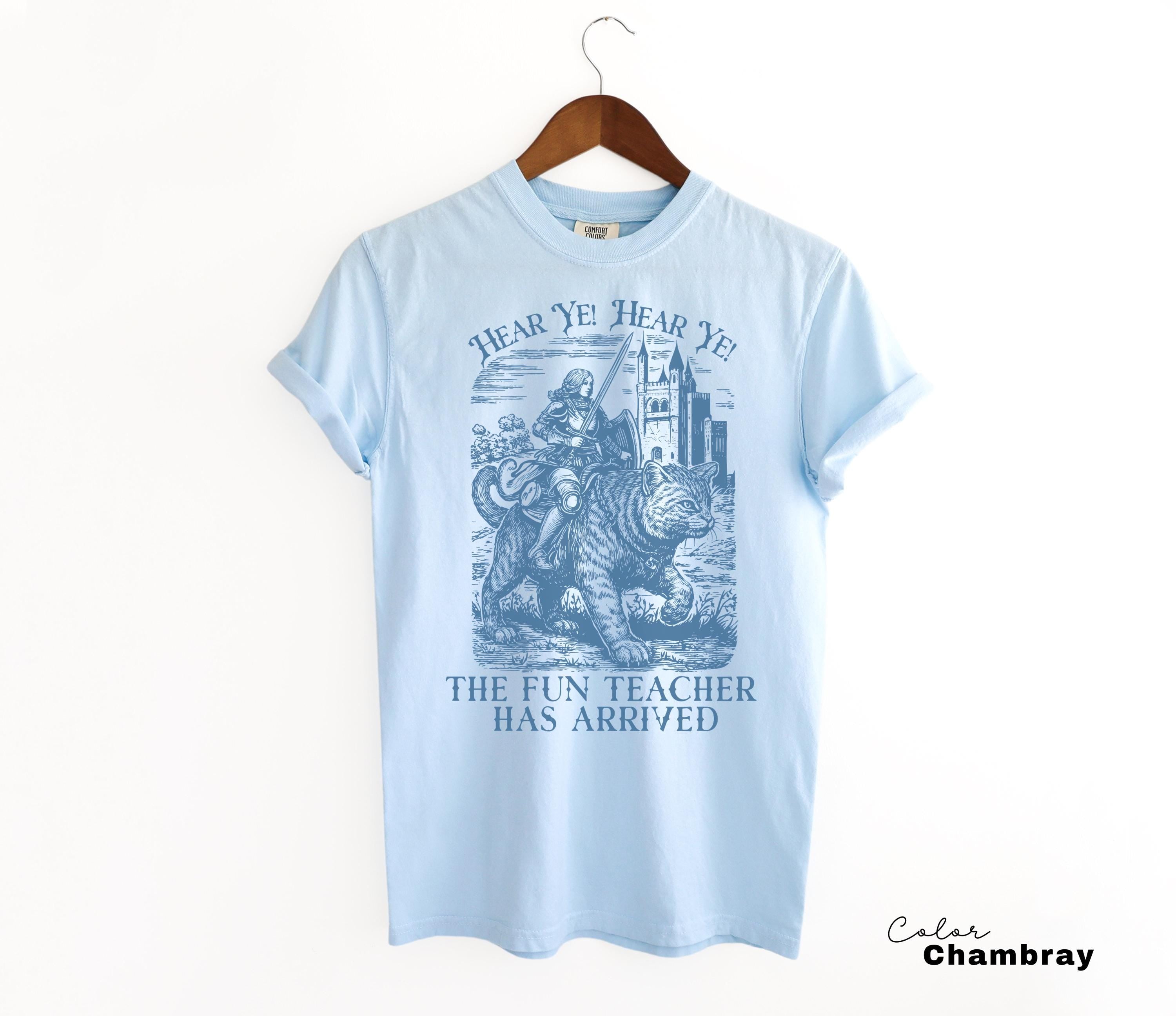 Fun Teacher Shirt, Funny English Teacher T-Shirt with Knight Cat Design