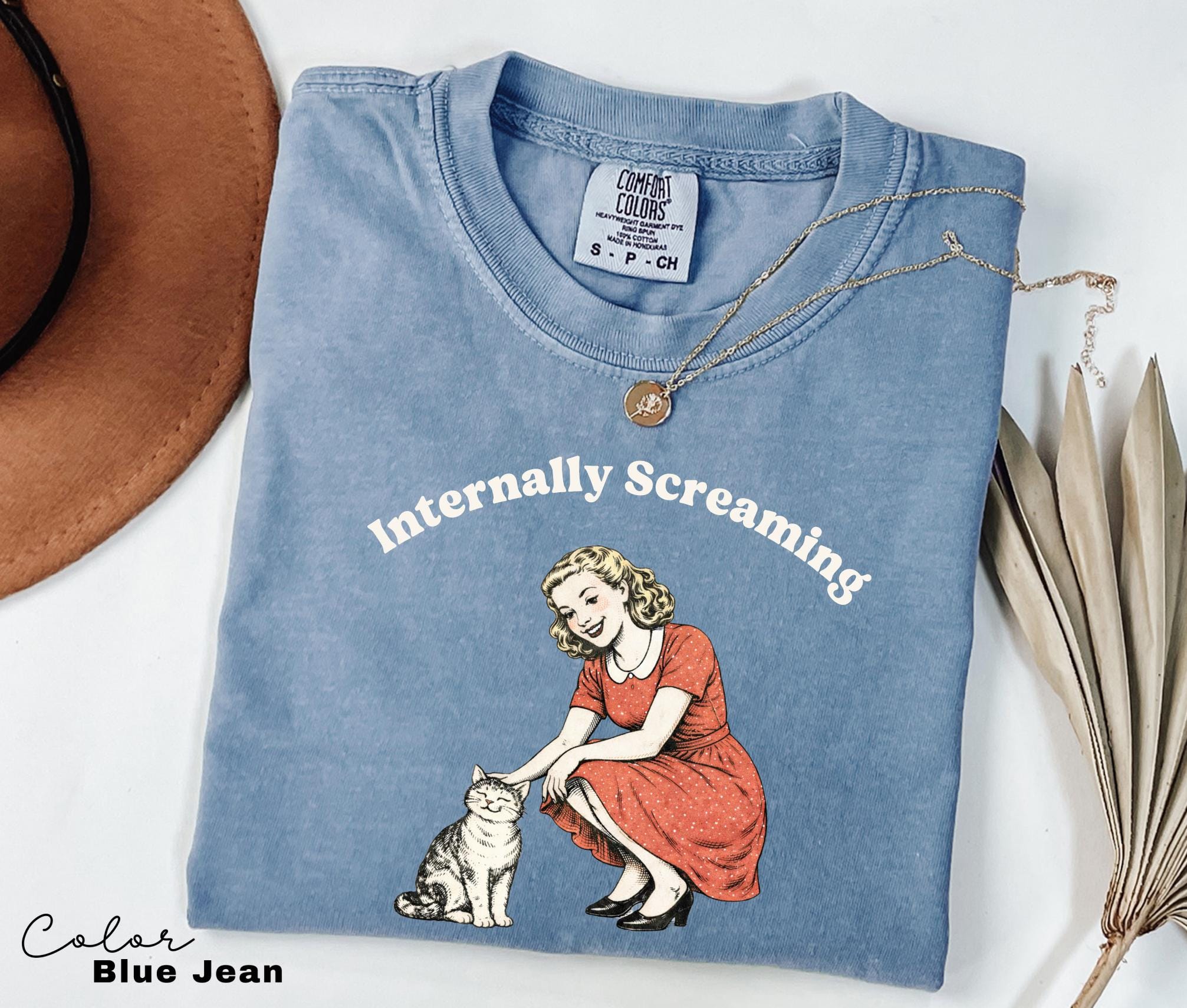 Internally Screaming Shirt, Cute Cat Meme T-Shirt, Funny Sarcastic Kitten Tee, Comfort Colors Mental Health T Shirt,