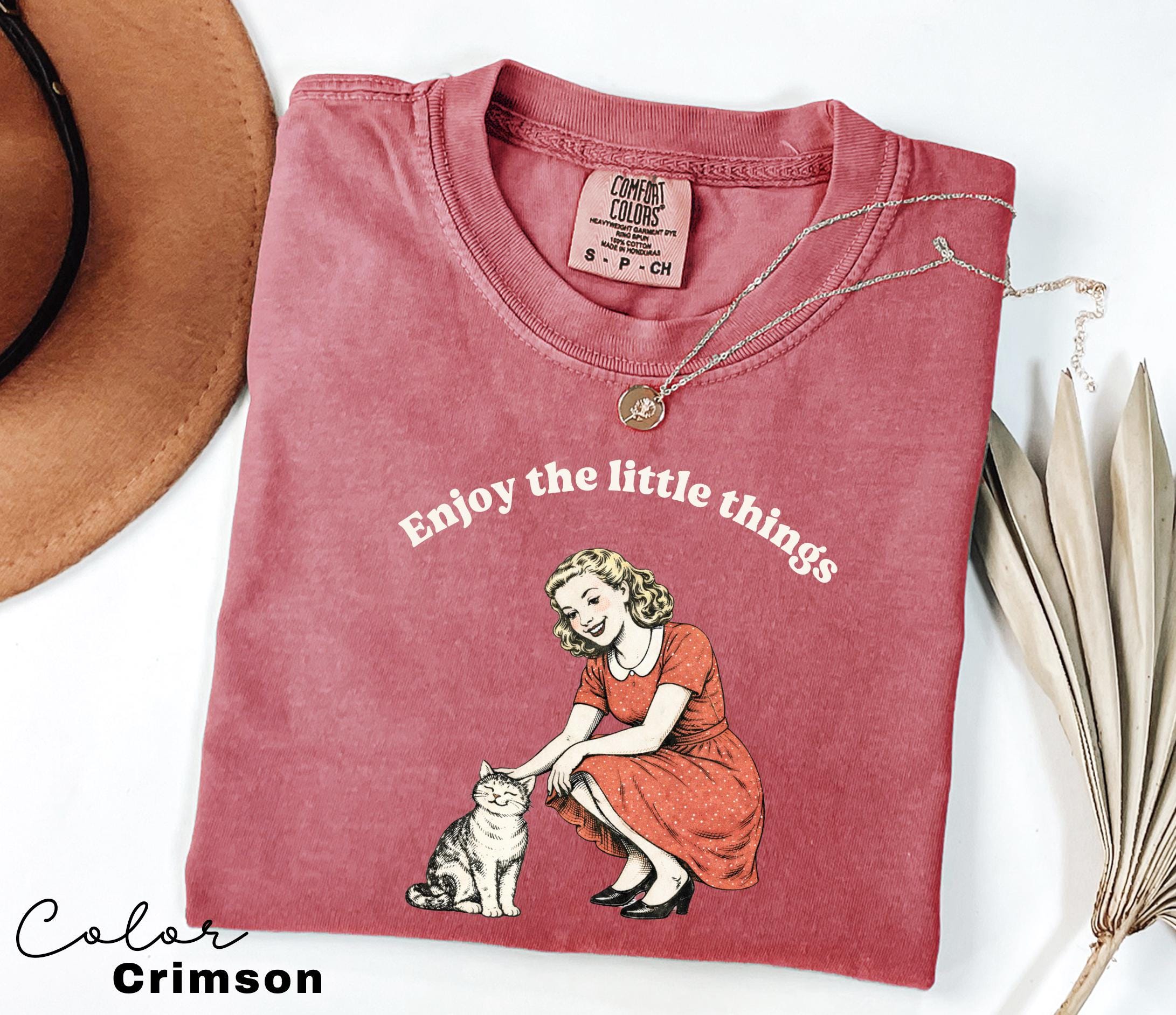 Enjoy the Little Things Cat Shirt, Retro Cat Shirt, Mental Health Shirt, Teacher Shirt, Therapist Shirt, Counselor Gift