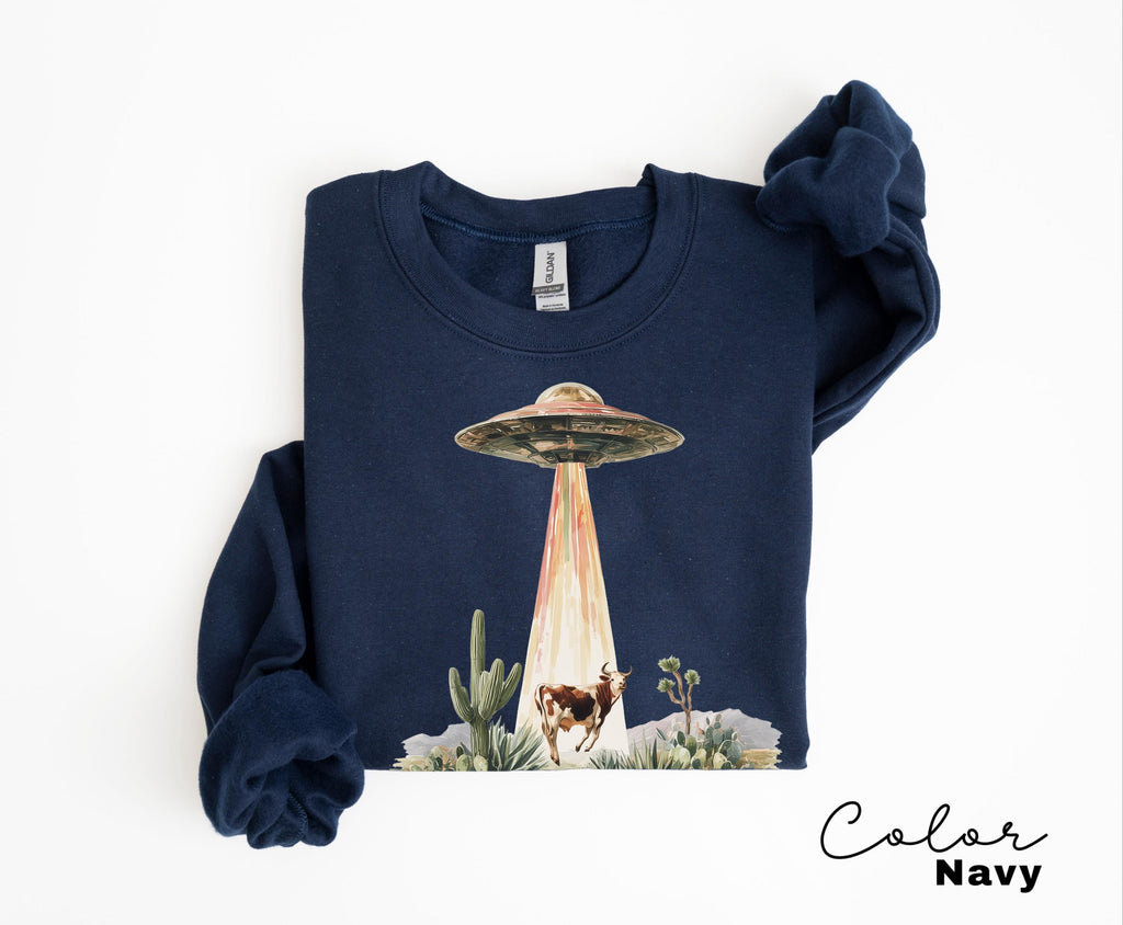 Western Cow UFO Vintage Cowboy Alien Sweatshirt