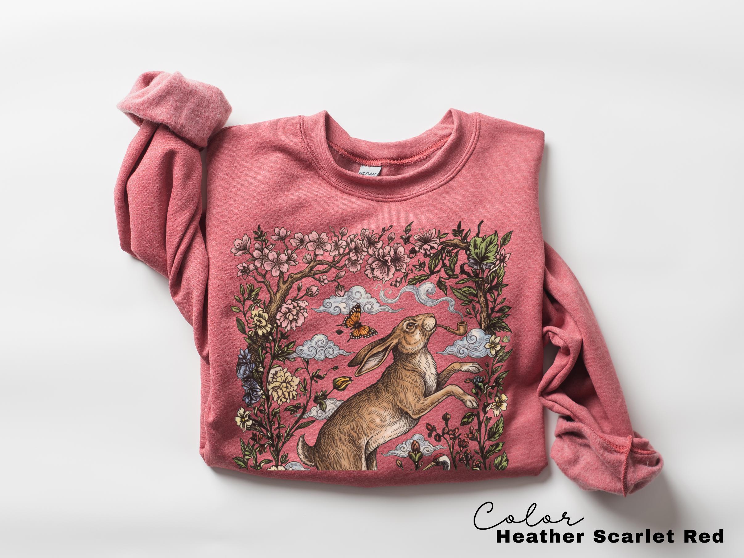 Cottagecore Rabbit Shirt, Wild Hare Smoking Pipe T-Shirt