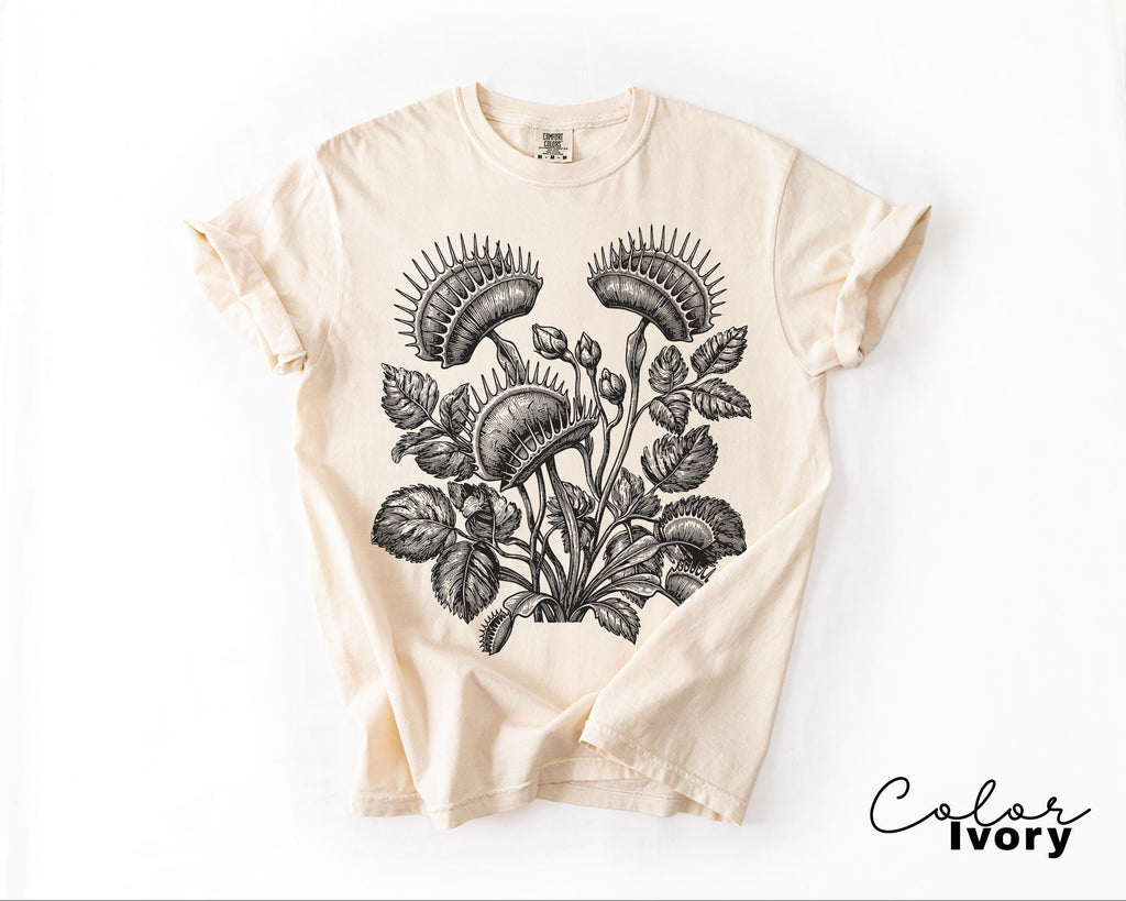 Venus Flytrap Shirt, Botanical Comfort Colors T-Shirt, Sweatshirt, Gardener Gift, Nature Cottagecore Tee