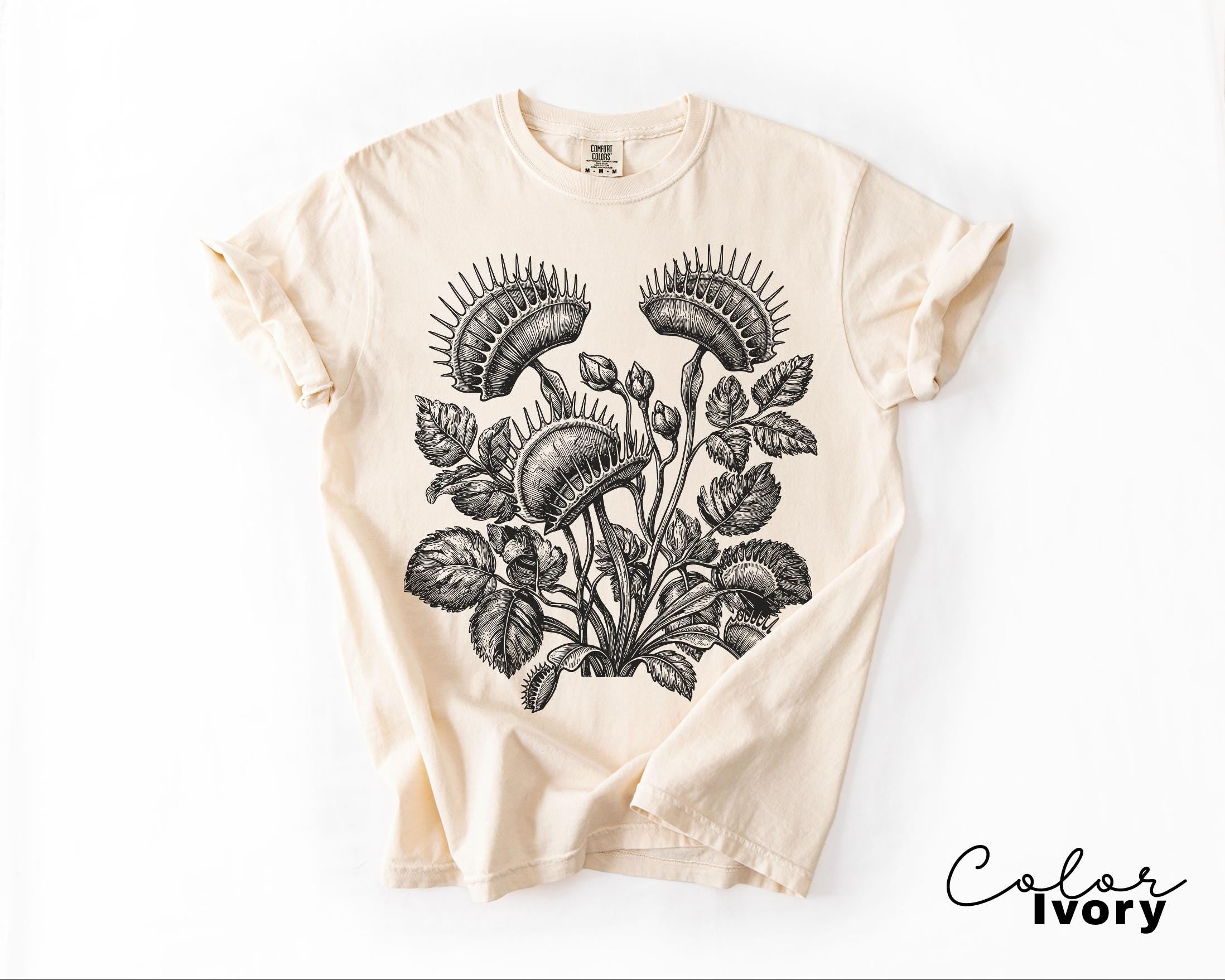 Venus Flytrap Shirt, Botanical Comfort Colors T-Shirt, Sweatshirt, Gardener Gift, Nature Cottagecore Tee