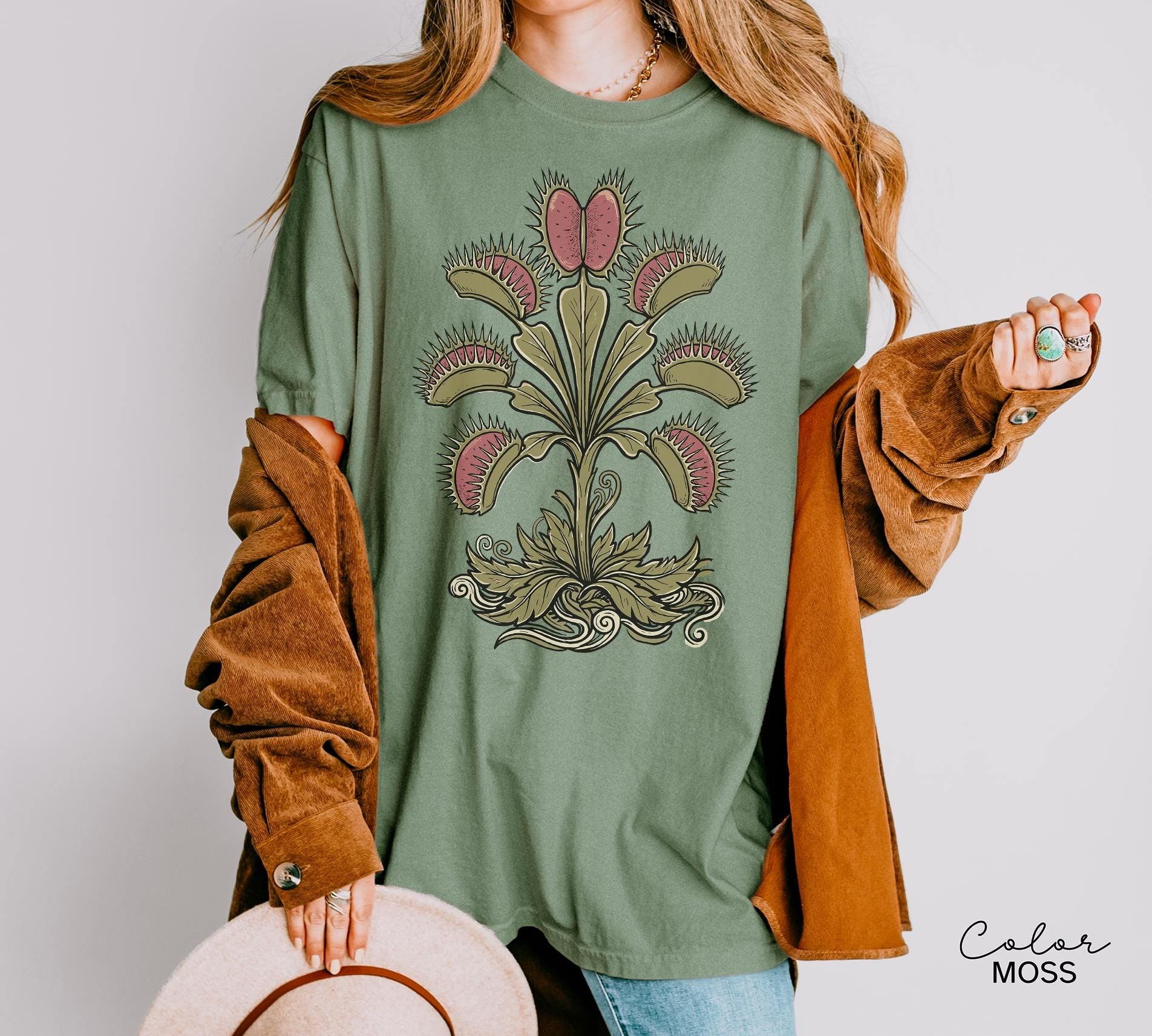 Venus Flytrap Shirt, Botanical Comfort Colors T-Shirt, Sweatshirt, Gardener Gift, Nature Cottagecore Tee