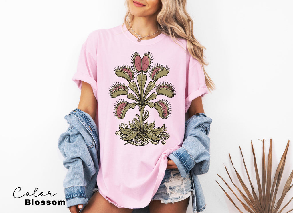 Venus Flytrap Shirt, Botanical Comfort Colors T-Shirt, Sweatshirt, Gardener Gift, Nature Cottagecore Tee