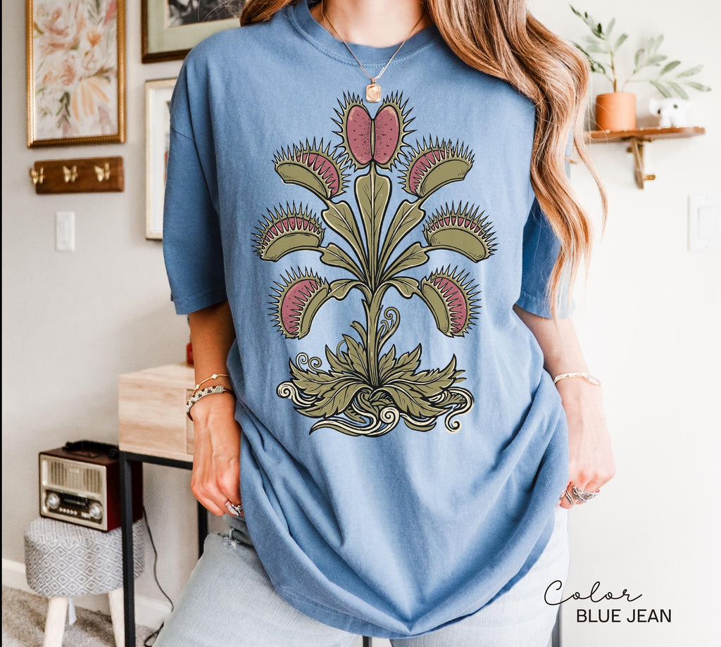 Venus Flytrap Shirt, Botanical Comfort Colors T-Shirt, Sweatshirt, Gardener Gift, Nature Cottagecore Tee