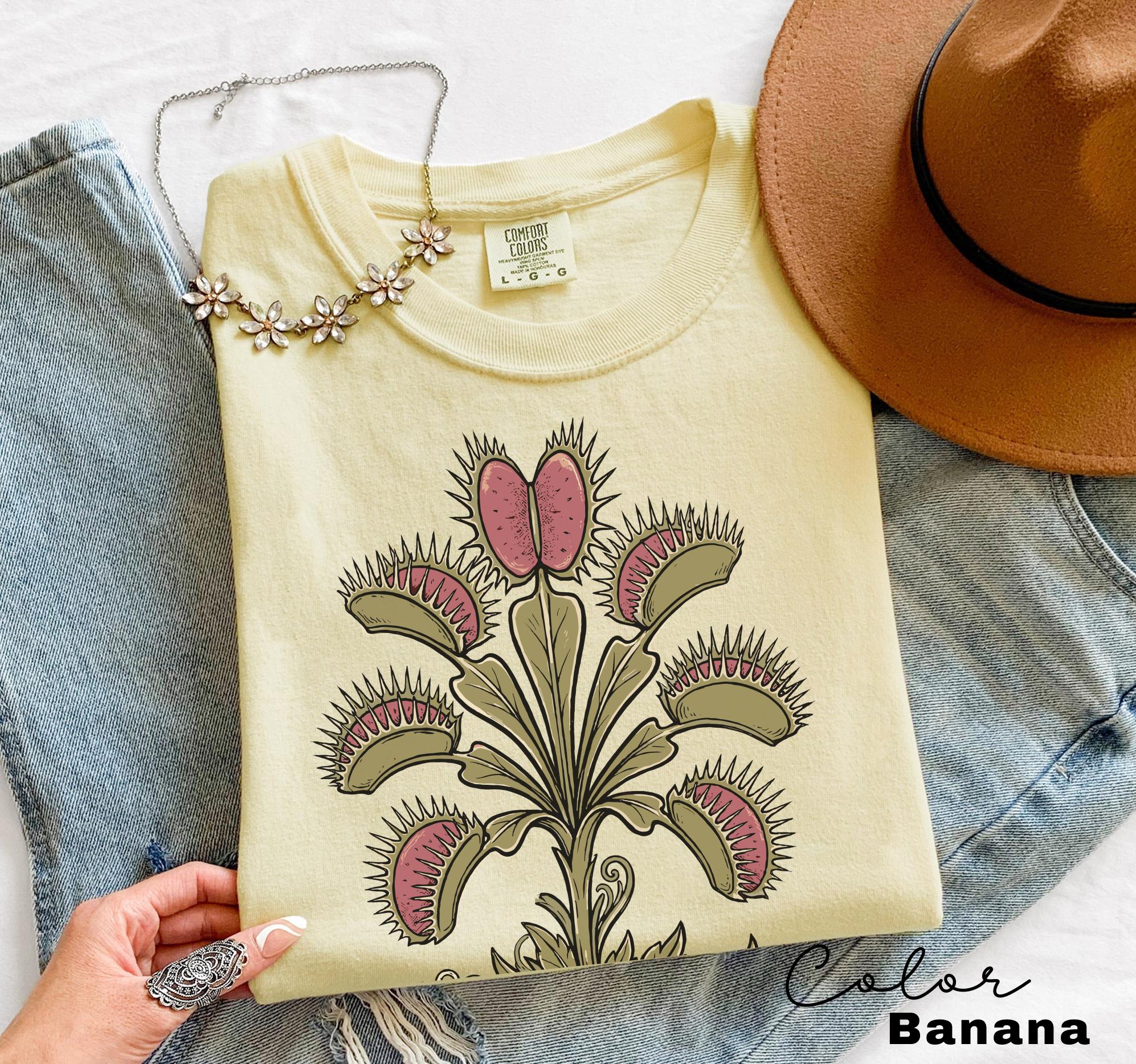 Venus Flytrap Shirt, Botanical Comfort Colors T-Shirt, Sweatshirt, Gardener Gift, Nature Cottagecore Tee