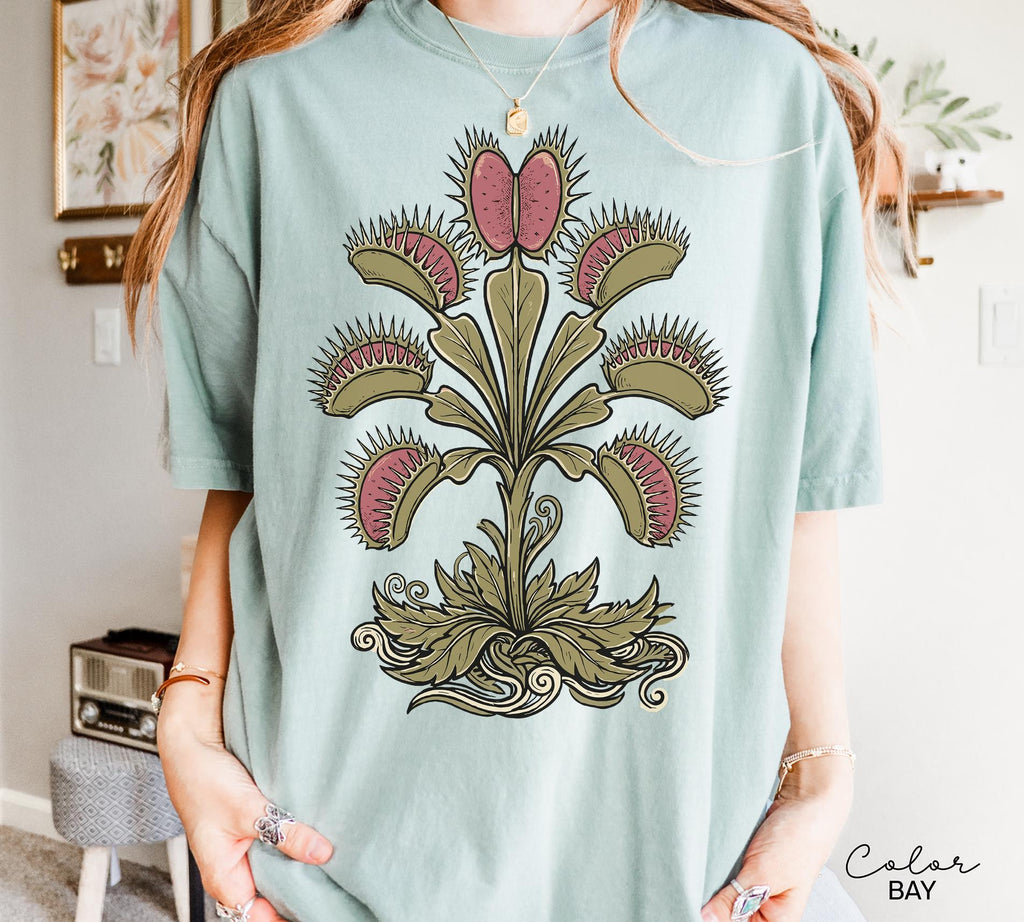 Venus Flytrap Shirt, Botanical Comfort Colors T-Shirt, Sweatshirt, Gardener Gift, Nature Cottagecore Tee