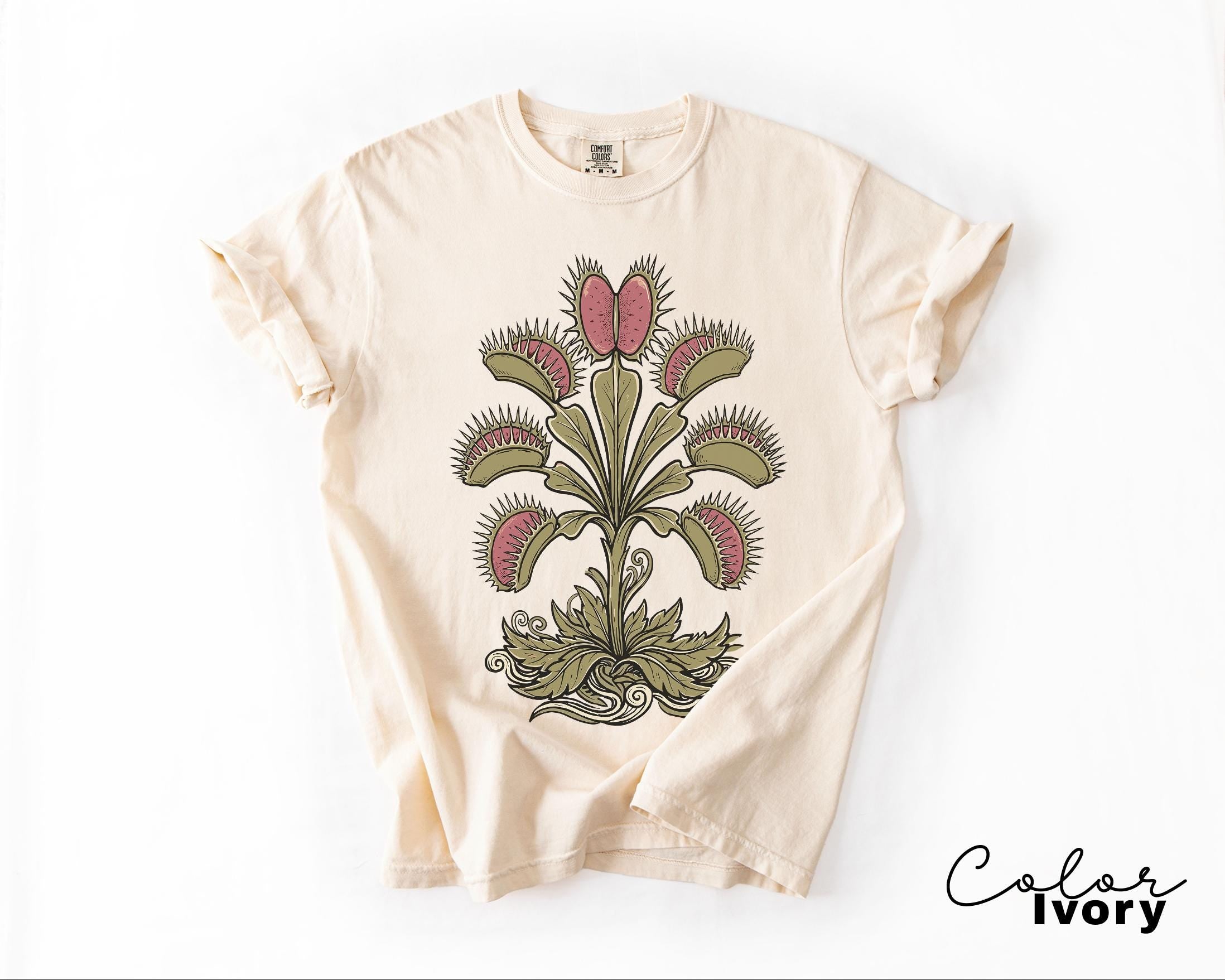 Venus Flytrap Shirt, Botanical Comfort Colors T-Shirt, Sweatshirt, Gardener Gift, Nature Cottagecore Tee