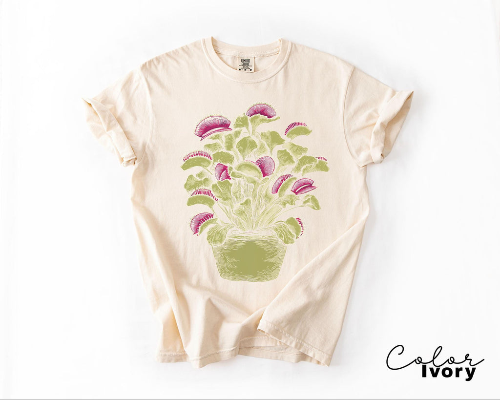 Venus Flytrap Shirt, Botanical Comfort Colors T-Shirt, Sweatshirt, Gardener Gift, Nature Cottagecore Tee