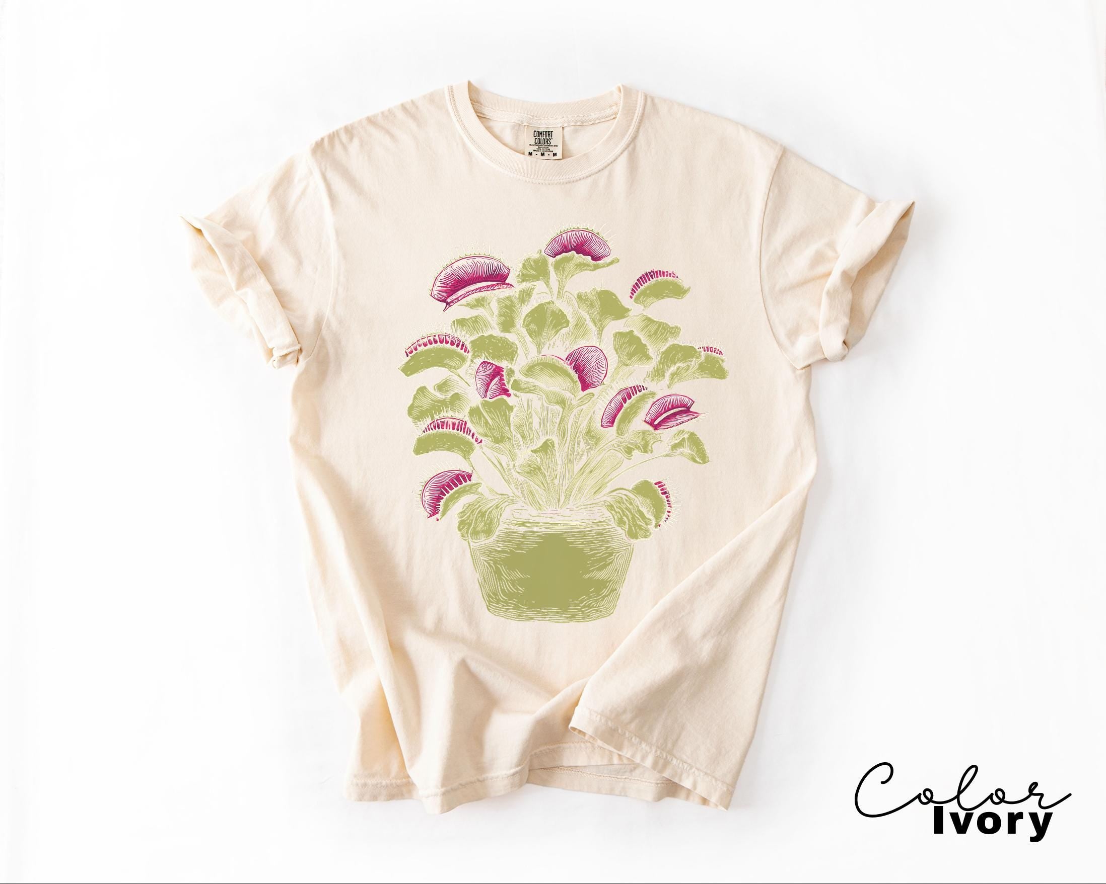 Venus Flytrap Shirt, Botanical Comfort Colors T-Shirt, Sweatshirt, Gardener Gift, Nature Cottagecore Tee