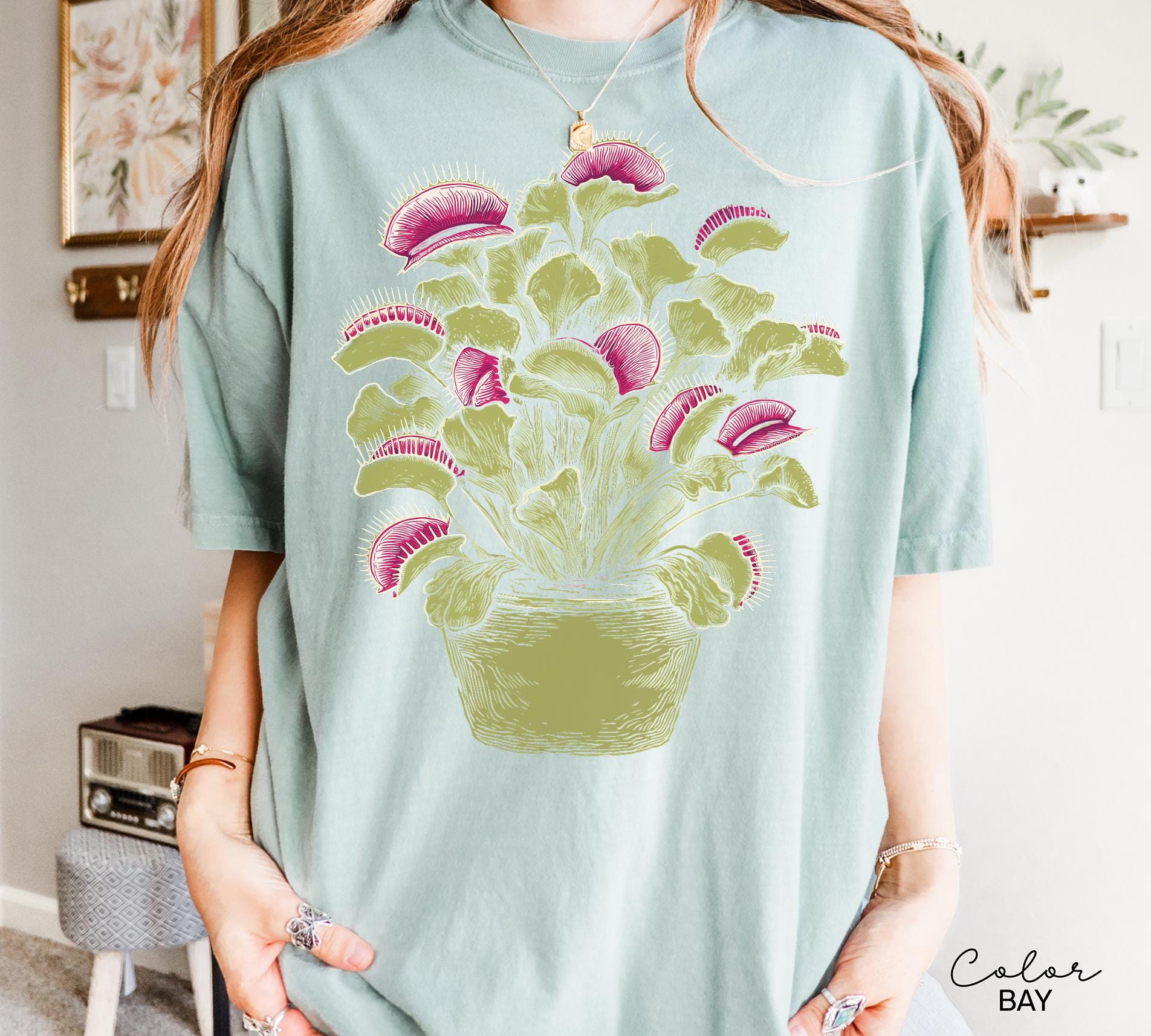 Venus Flytrap Shirt, Botanical Comfort Colors T-Shirt, Sweatshirt, Gardener Gift, Nature Cottagecore Tee
