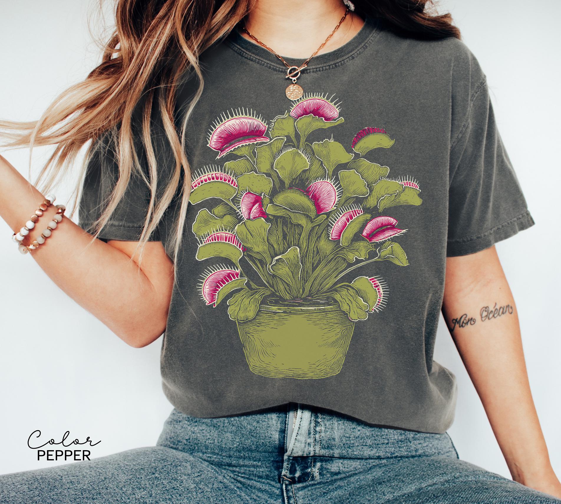 Venus Flytrap Shirt, Botanical Comfort Colors T-Shirt, Sweatshirt, Gardener Gift, Nature Cottagecore Tee