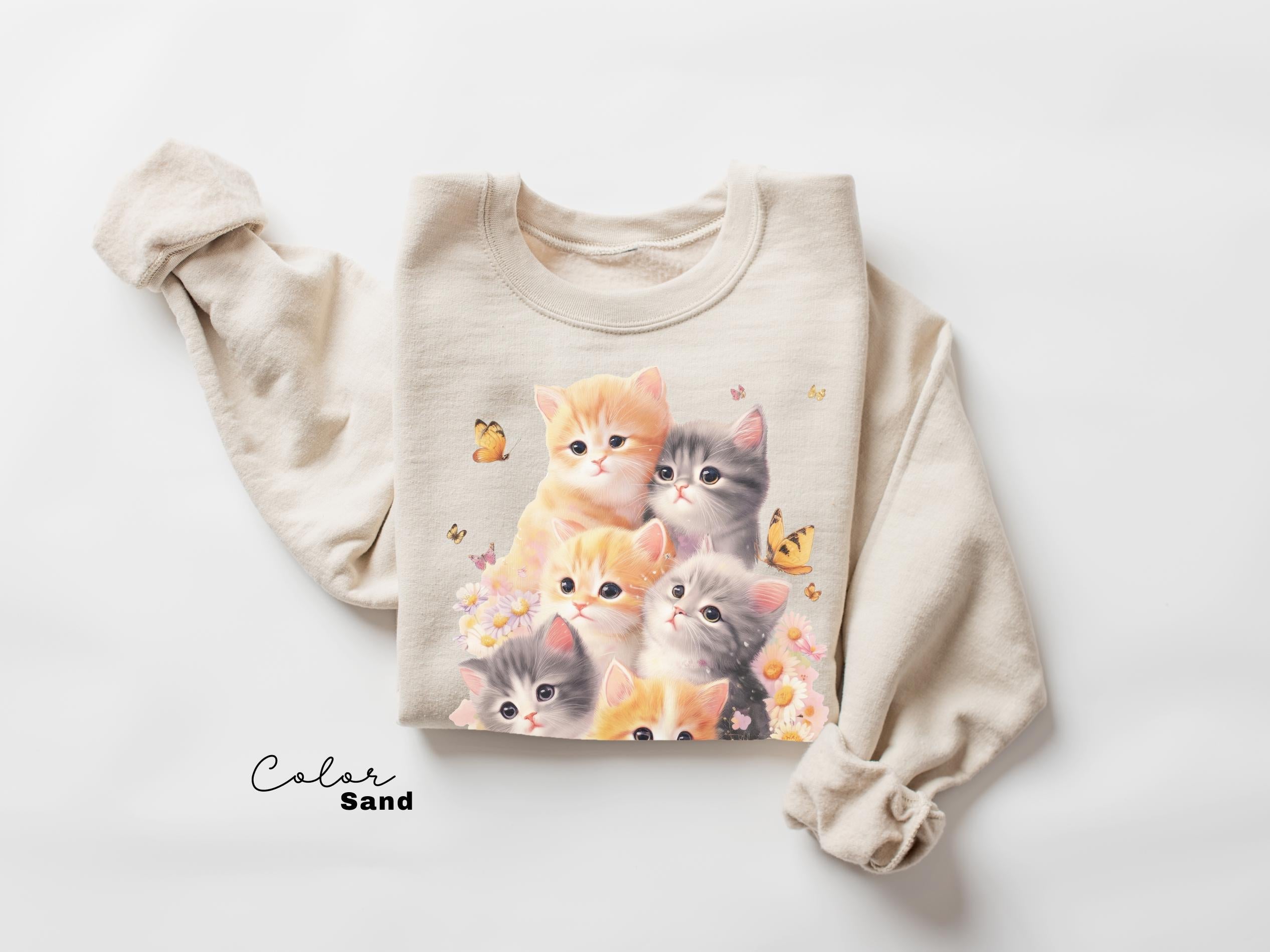 Retro Kitten Shirt Vintage Floral Cat Tee Cottagecore Cat Lover Gift