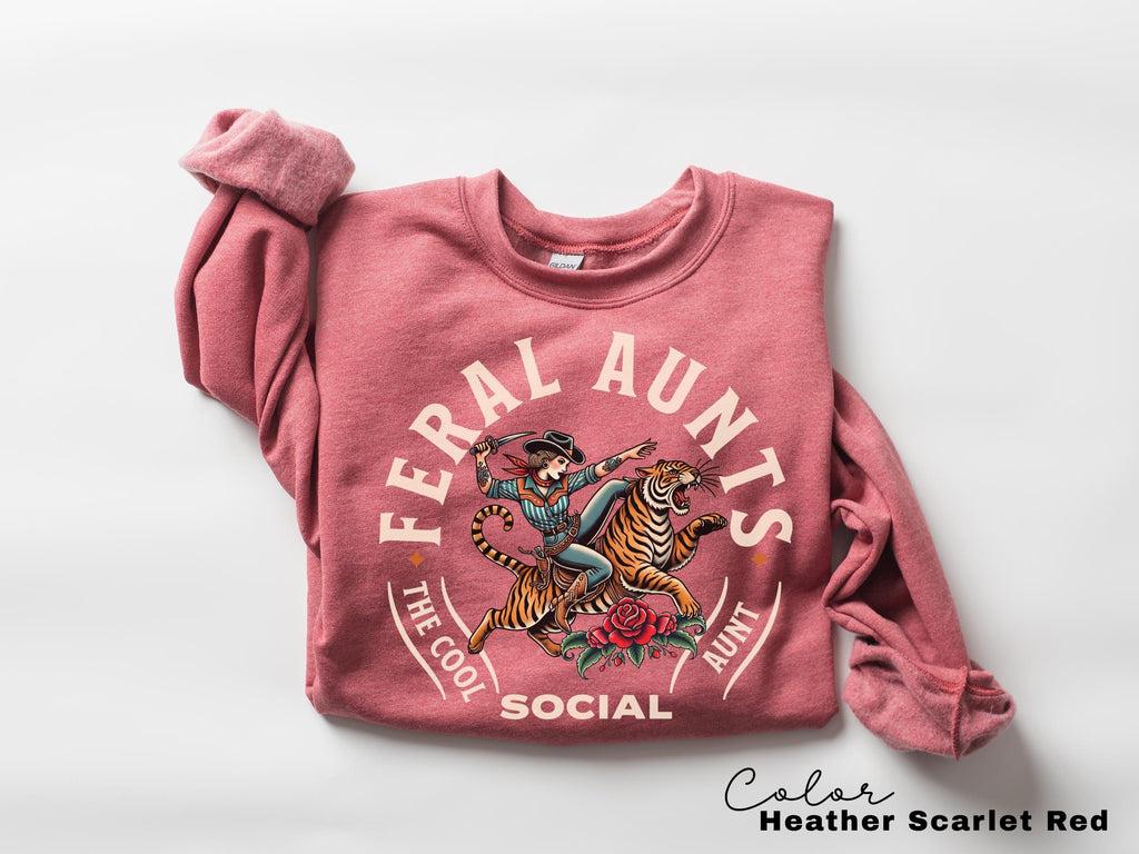 Feral Aunt Social Club Retro Tiger T-Shirt for Pregnancy Reveal