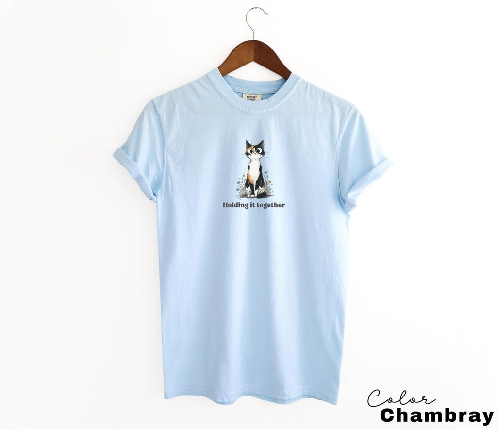 Holding it Together Cat Shirt, Comfort Colors, Funny Humor Shirt, Sarcasm, Unhinged Meme Shirt, Weird Dark Humor Shirt, Sarcastic Tshirt