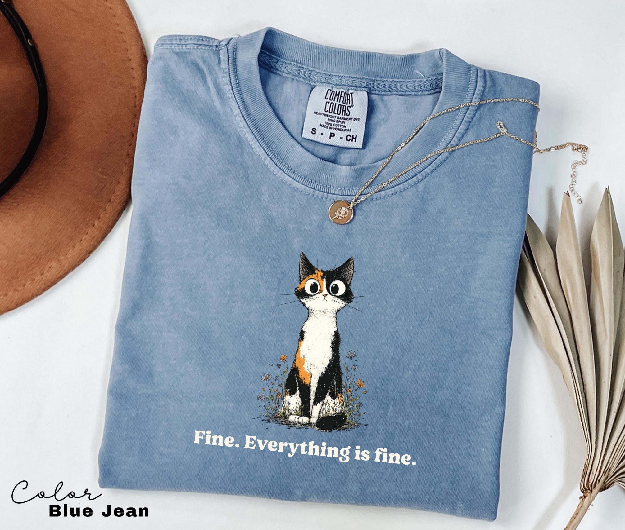Funny Mental Health Cat Shirt, Everything is Fine, Cute Cat Meme T-Shirt, Funny Sarcastic Kitten Tee, Comfort Colors
