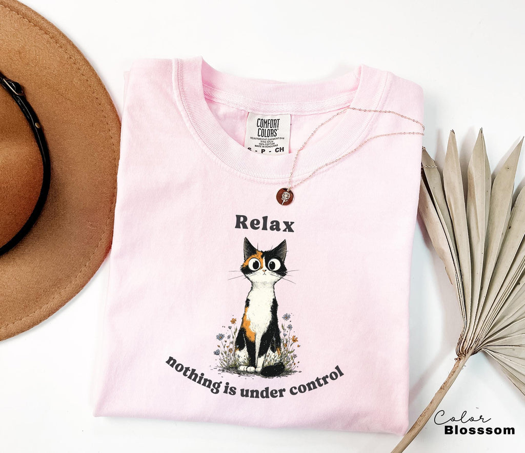 Funny Mental Health Cat Shirt, Nothing is in Control, Cute Cat Meme T-Shirt, Funny Sarcastic Kitten Tee, Comfort Colors