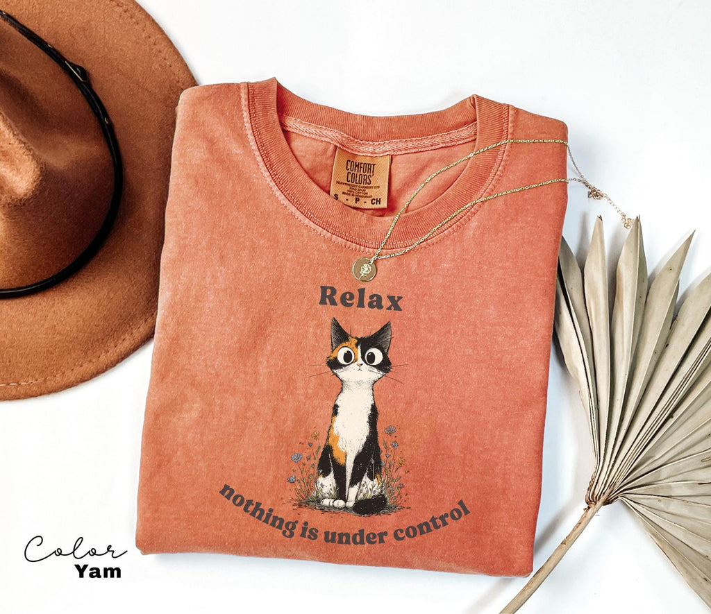 Funny Mental Health Cat Shirt, Nothing is in Control, Cute Cat Meme T-Shirt, Funny Sarcastic Kitten Tee, Comfort Colors