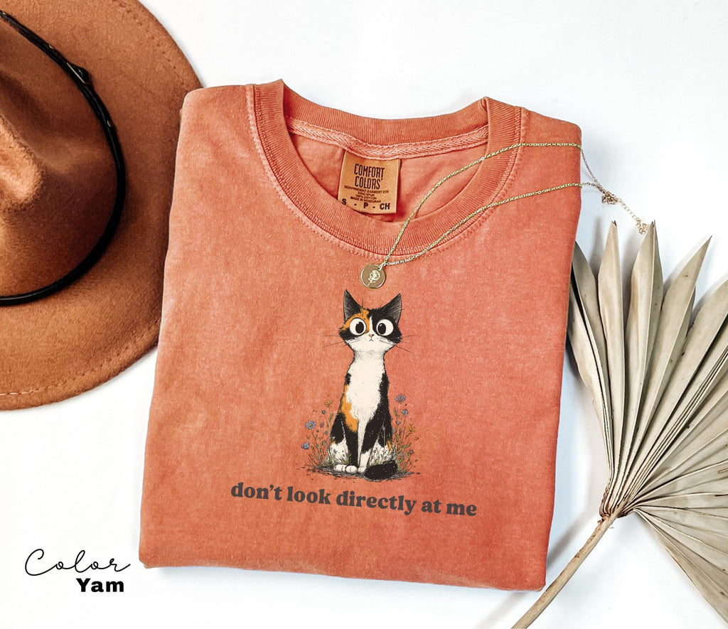 Funny Mental Health Cat Shirt, Cute Cat Meme T-Shirt, Funny Sarcastic Kitten Tee, Don't Look At Me, Comfort Colors