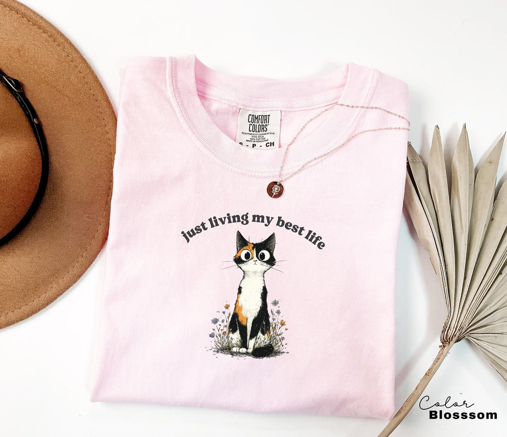 Funny Mental Health Cat Shirt, Living My Best Life, Cute Cat Meme T-Shirt, Funny Sarcastic Kitten Tee, Comfort Colors