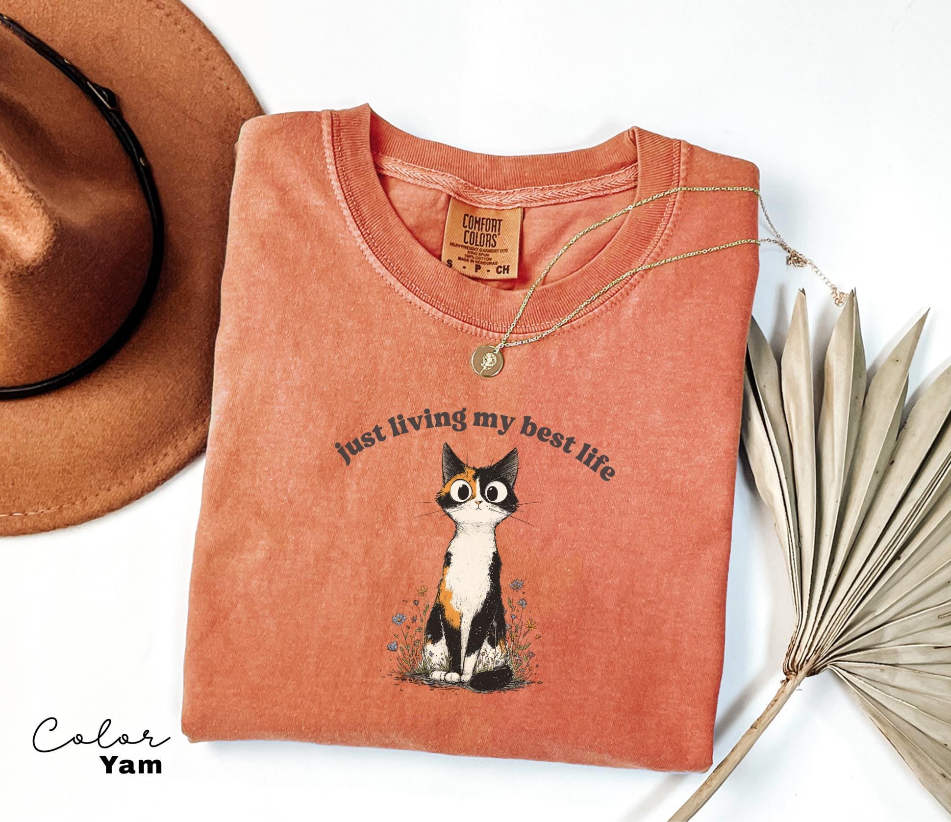 Funny Mental Health Cat Shirt, Living My Best Life, Cute Cat Meme T-Shirt, Funny Sarcastic Kitten Tee, Comfort Colors