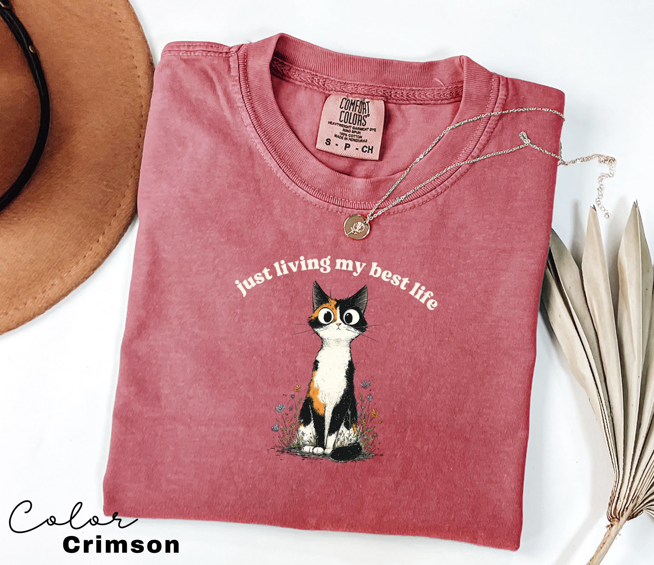 Funny Mental Health Cat Shirt, Living My Best Life, Cute Cat Meme T-Shirt, Funny Sarcastic Kitten Tee, Comfort Colors