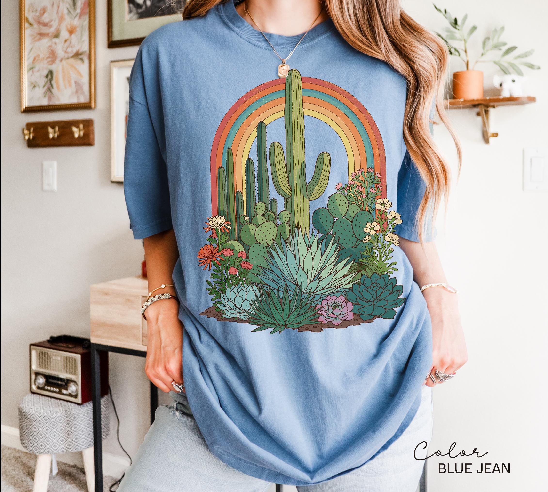 Desert Cactus Shirt, Southwest Cactus Tee, Boho Western Shirt, Arizona Desert Graphic Tee, Retro Desert Shirt