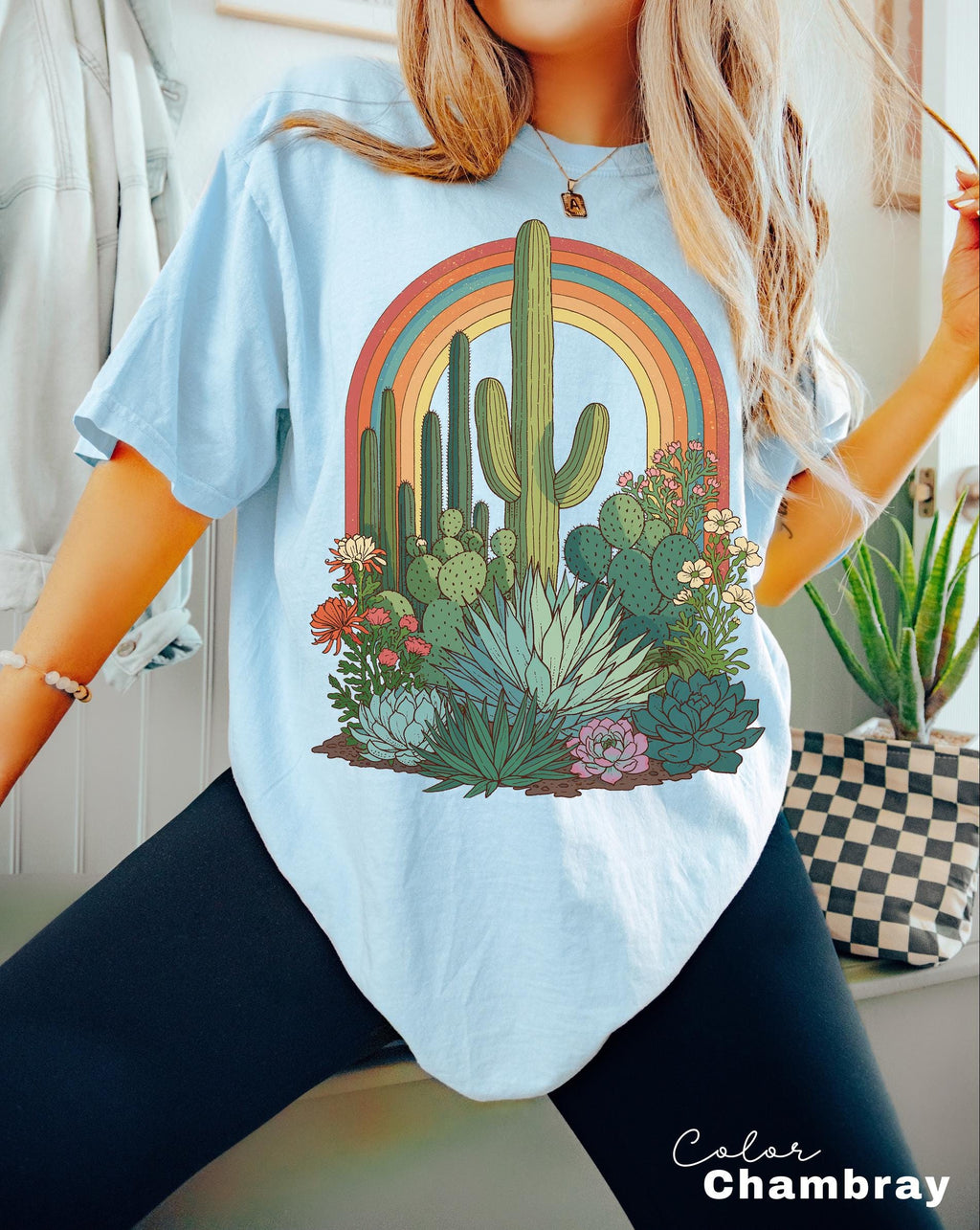 Desert Cactus Shirt, Southwest Cactus Tee, Boho Western Shirt, Arizona Desert Graphic Tee, Retro Desert Shirt