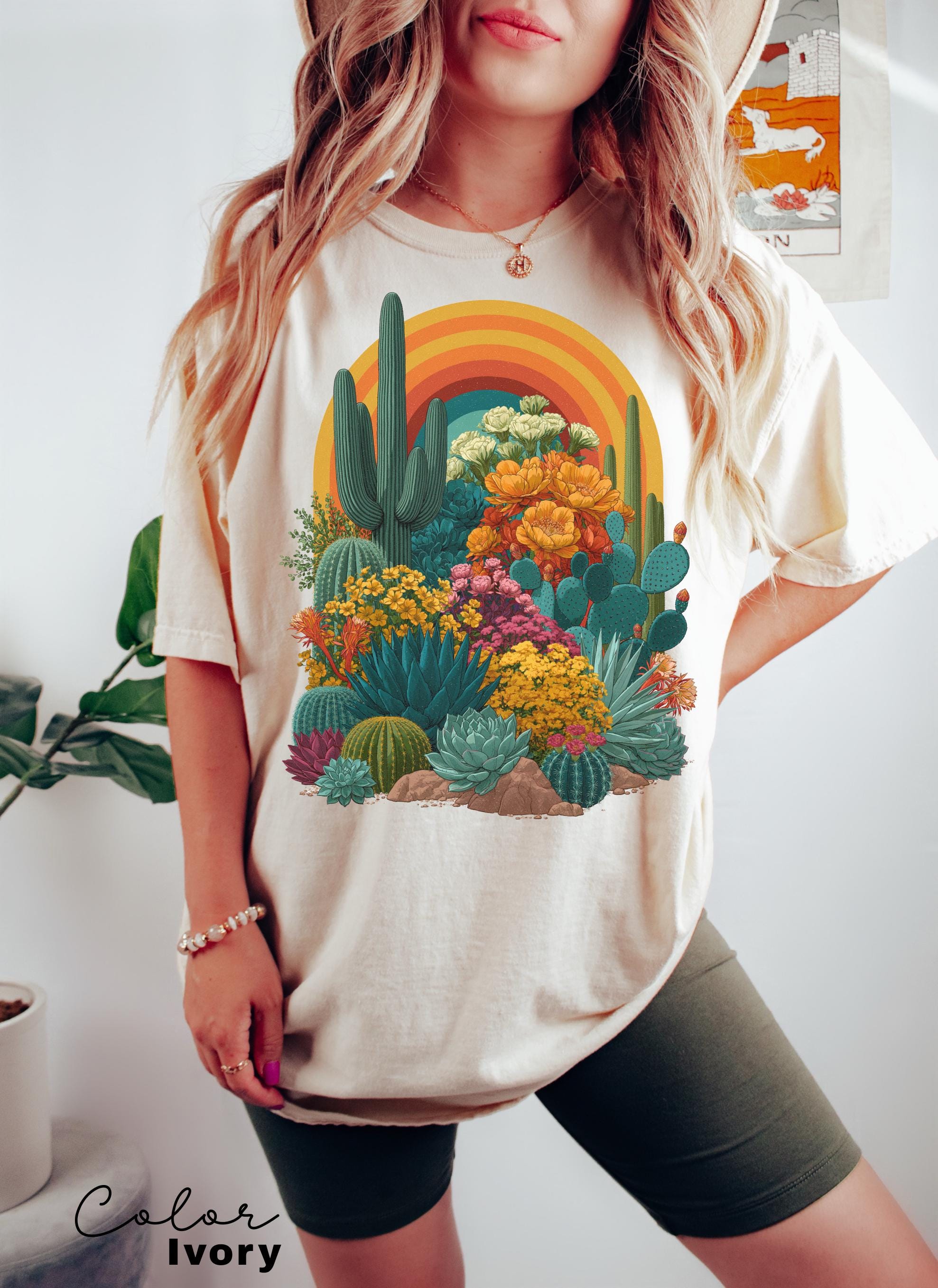 Desert Cactus Shirt, Southwest Cactus Tee, Boho Western Shirt, Arizona Desert Graphic Tee, Retro Desert Shirt
