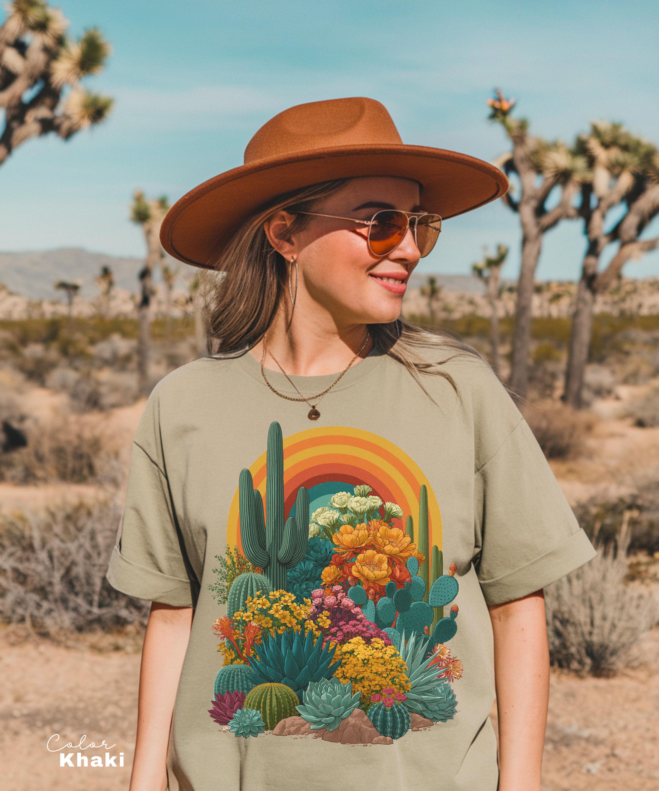 Desert Cactus Shirt, Southwest Cactus Tee, Boho Western Shirt, Arizona Desert Graphic Tee, Retro Desert Shirt
