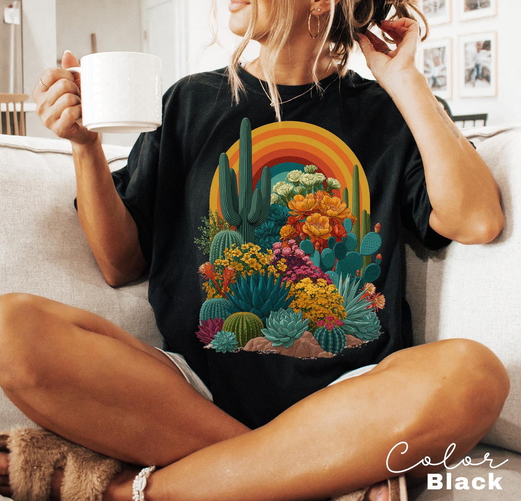 Desert Cactus Shirt, Southwest Cactus Tee, Boho Western Shirt, Arizona Desert Graphic Tee, Retro Desert Shirt