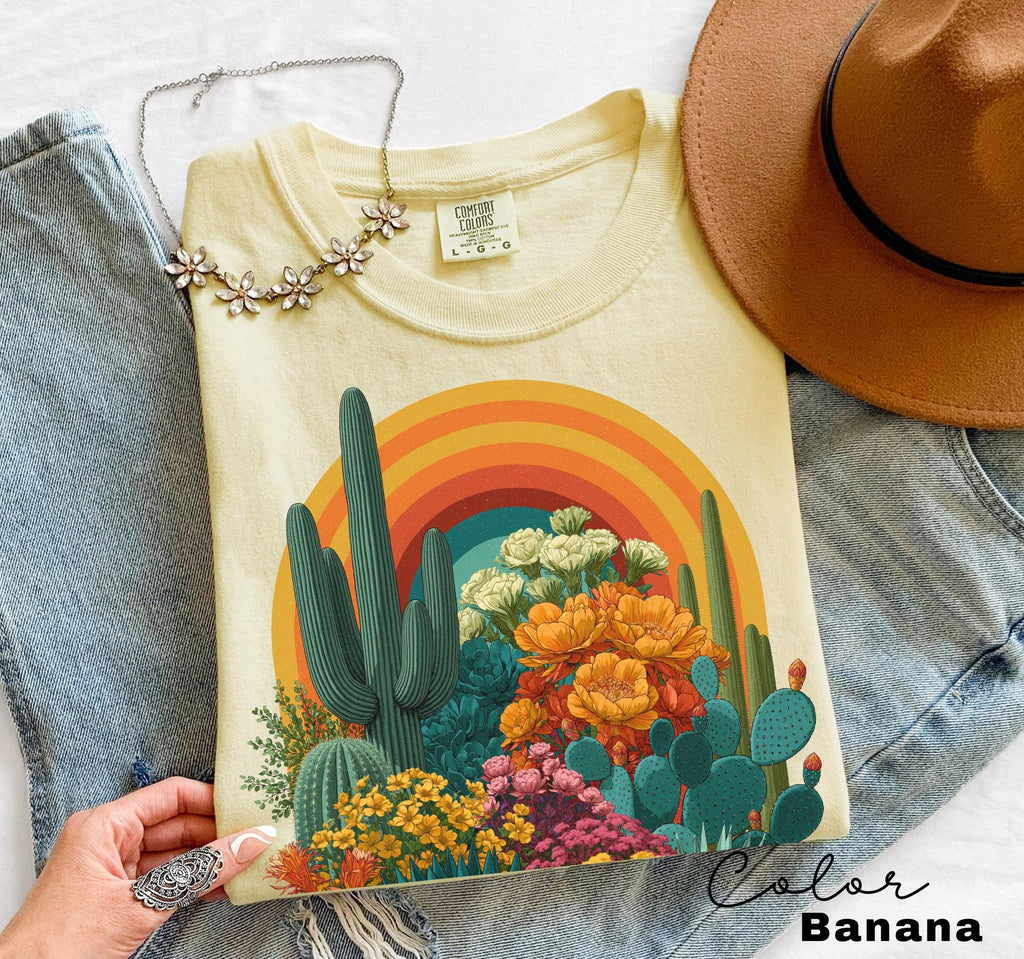 Desert Cactus Shirt, Southwest Cactus Tee, Boho Western Shirt, Arizona Desert Graphic Tee, Retro Desert Shirt