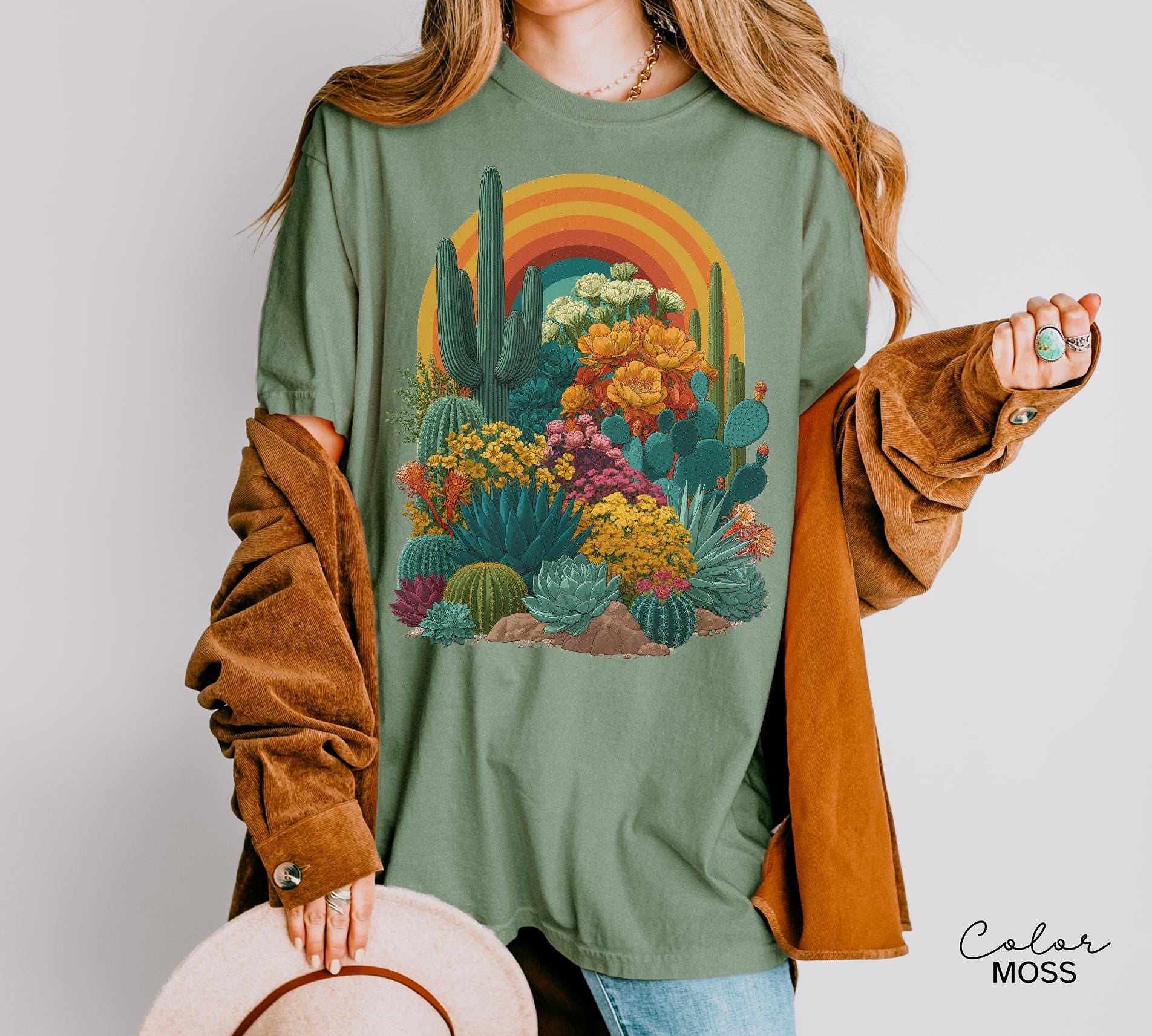 Desert Cactus Shirt, Southwest Cactus Tee, Boho Western Shirt, Arizona Desert Graphic Tee, Retro Desert Shirt