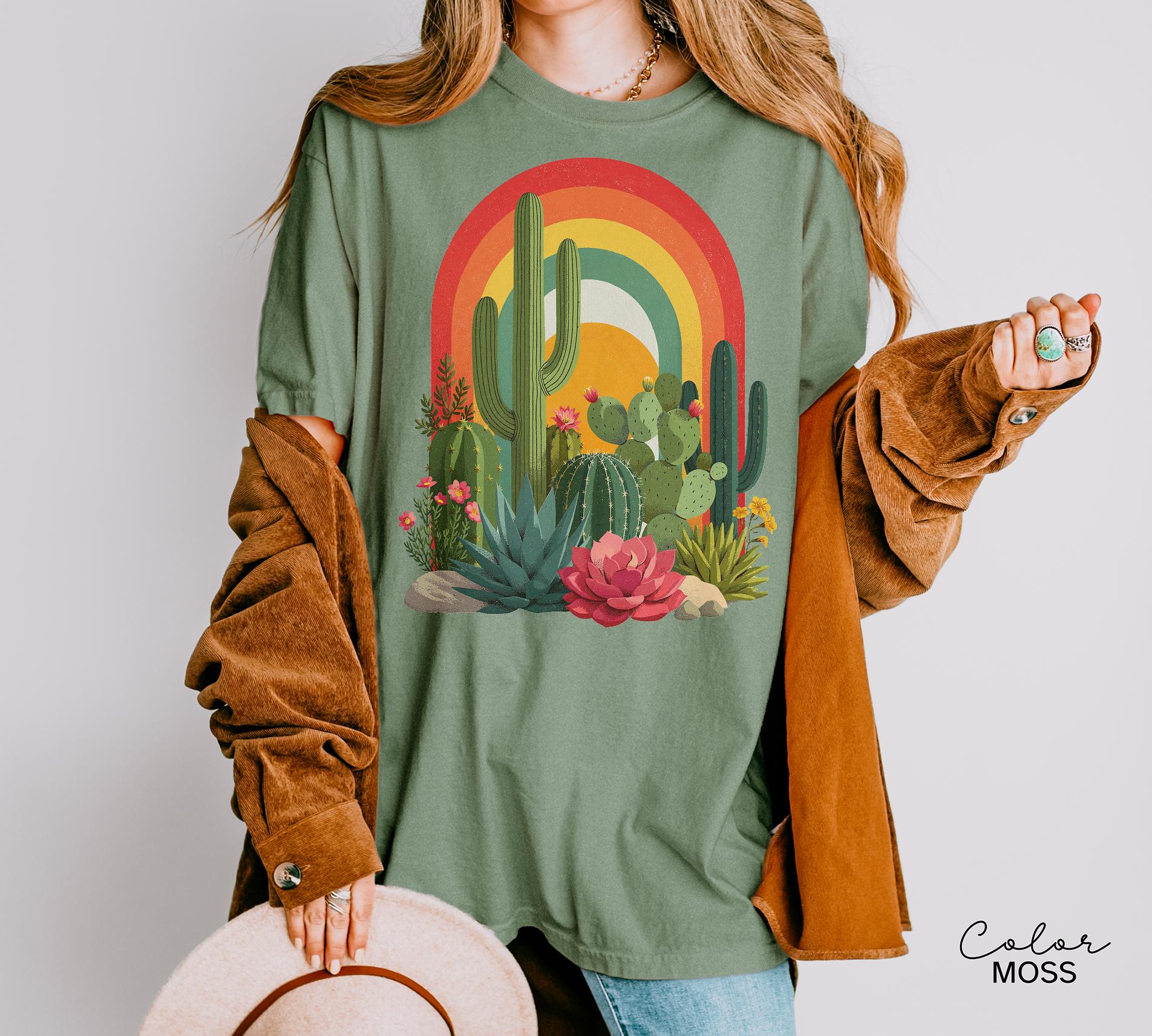 Desert Cactus Shirt, Southwest Cactus Tee, Boho Western Shirt, Arizona Desert Graphic Tee, Retro Desert Shirt