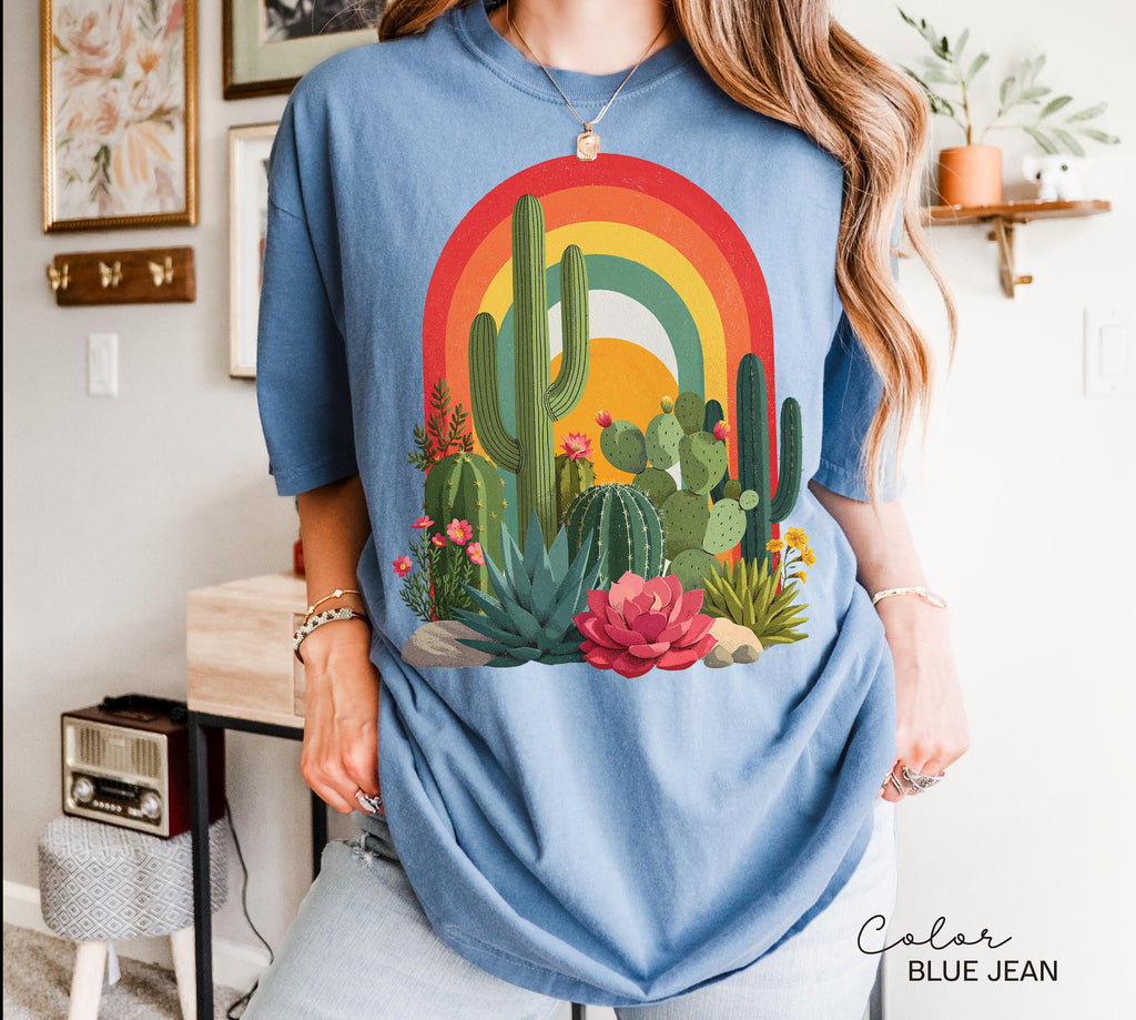 Desert Cactus Shirt, Southwest Cactus Tee, Boho Western Shirt, Arizona Desert Graphic Tee, Retro Desert Shirt