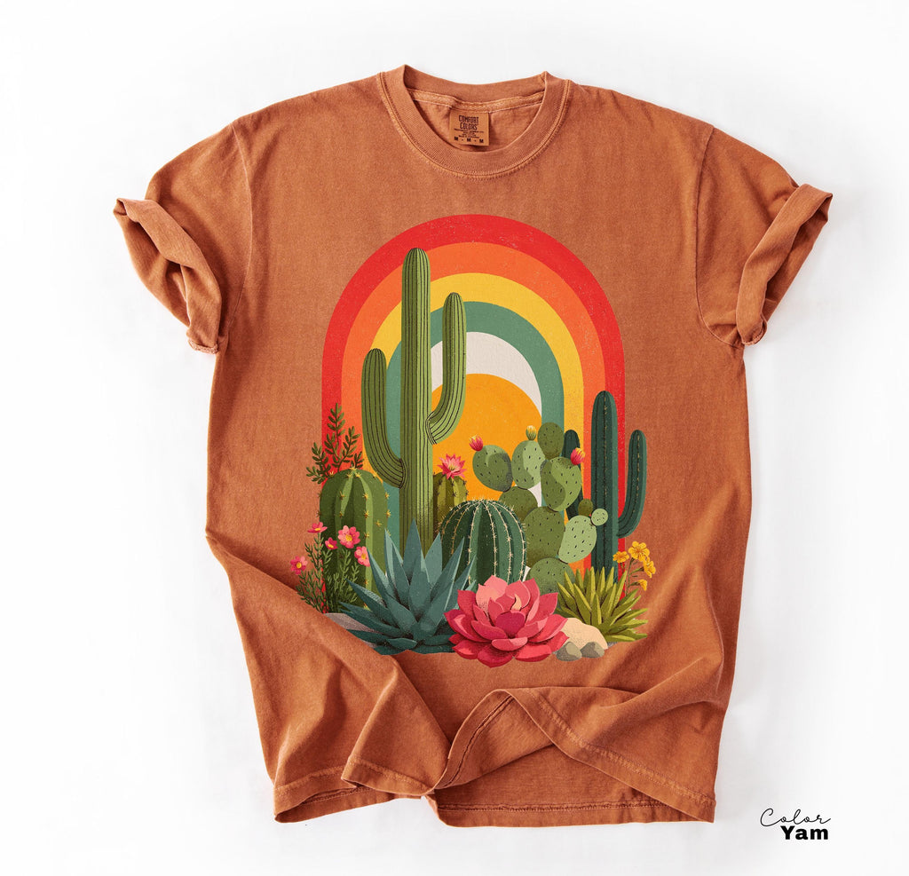 Desert Cactus Shirt, Southwest Cactus Tee, Boho Western Shirt, Arizona Desert Graphic Tee, Retro Desert Shirt