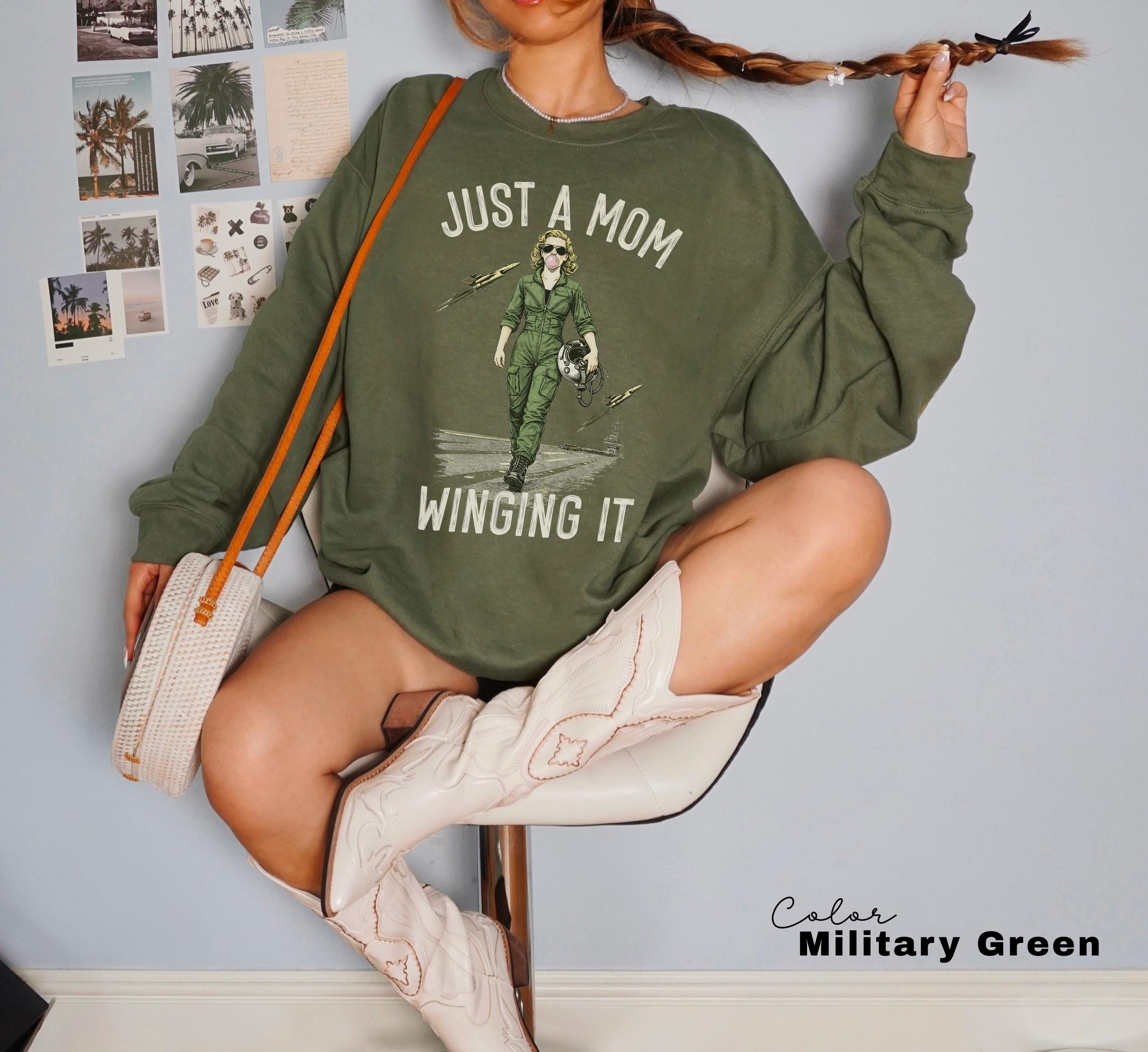 Just a Mom Winging It Funny Retro Mom T-Shirt