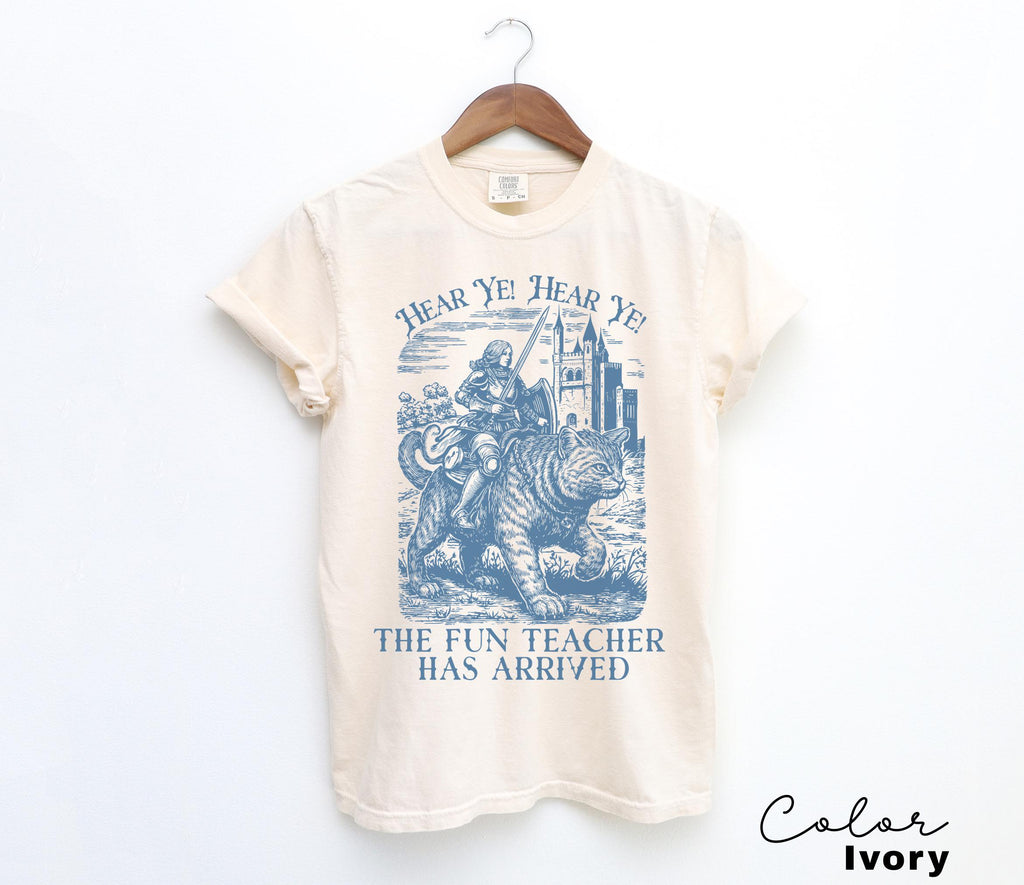 Fun Teacher Shirt, Funny Teacher T-shirt, Hear Ye, English Teacher, Knight Cat Shirt