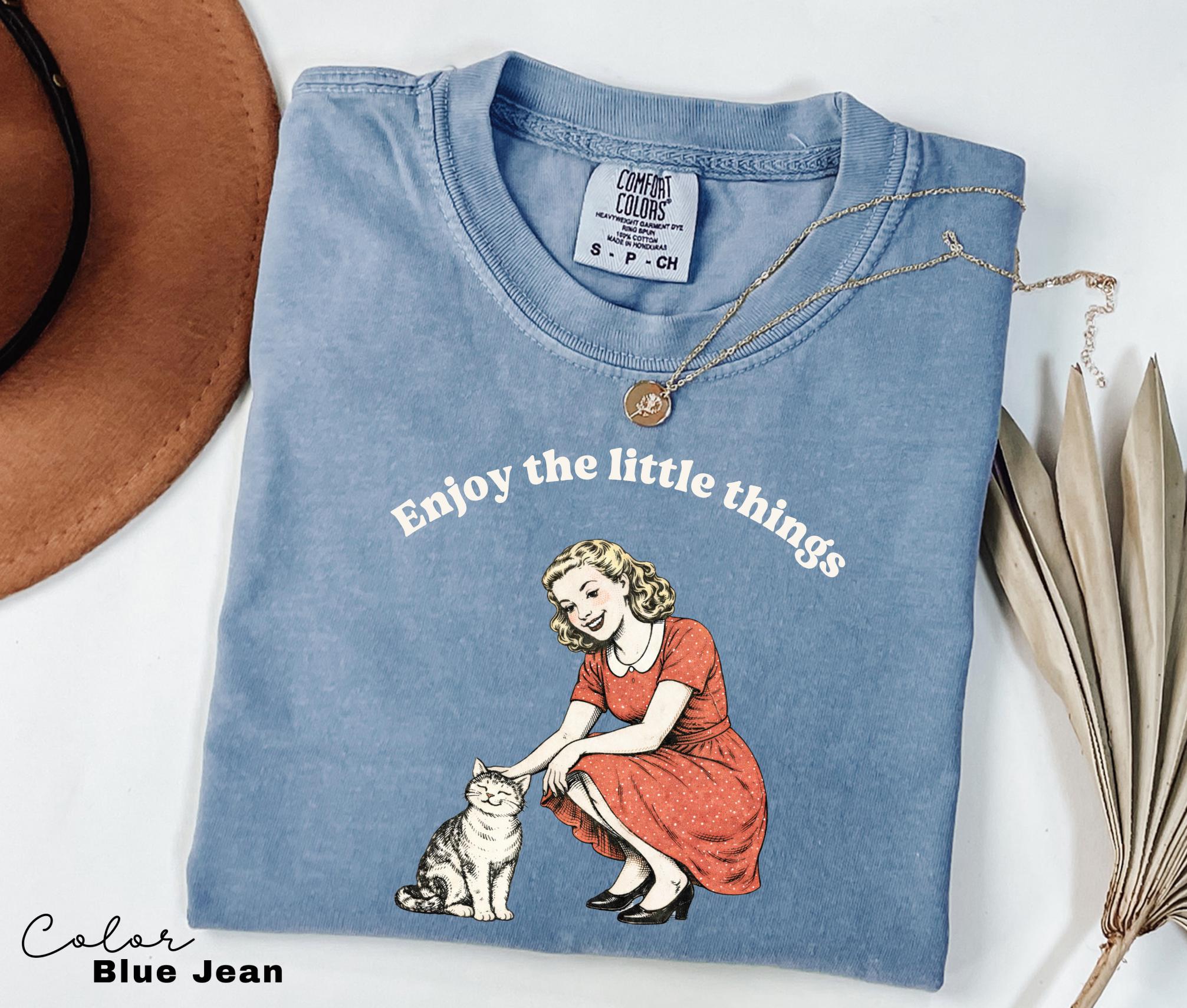 Enjoy the Little Things Cat Shirt, Retro Cat Shirt, Mental Health Shirt, Teacher Shirt, Therapist Shirt, Counselor Gift