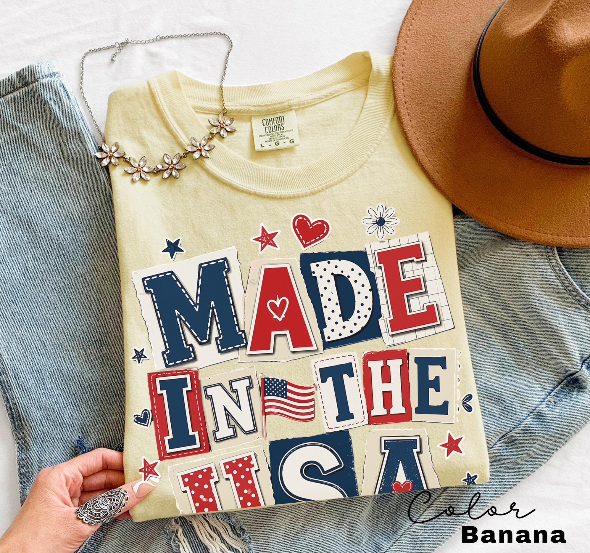 Made in the USA 4th of July Shirt, Patriotic T-shirt, Independence Day, 250th Anniversary, Coquette Collage Tee