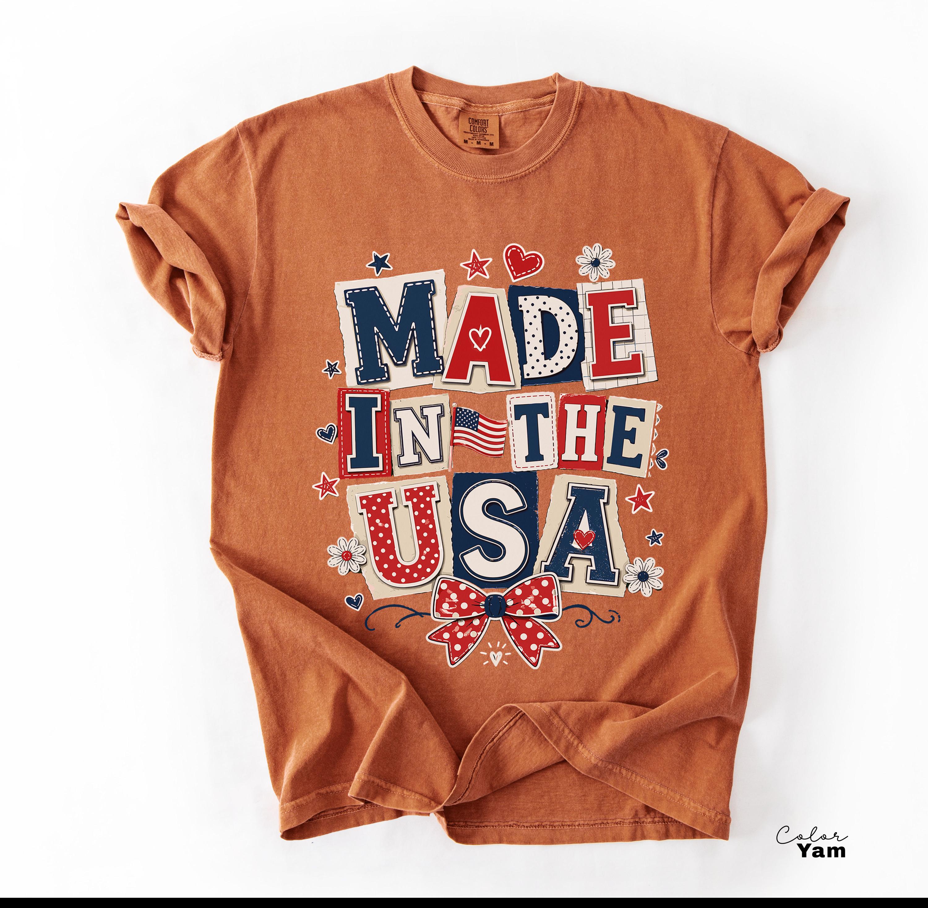 Made in the USA 4th of July Shirt, Patriotic T-shirt, Independence Day, 250th Anniversary, Coquette Collage Tee