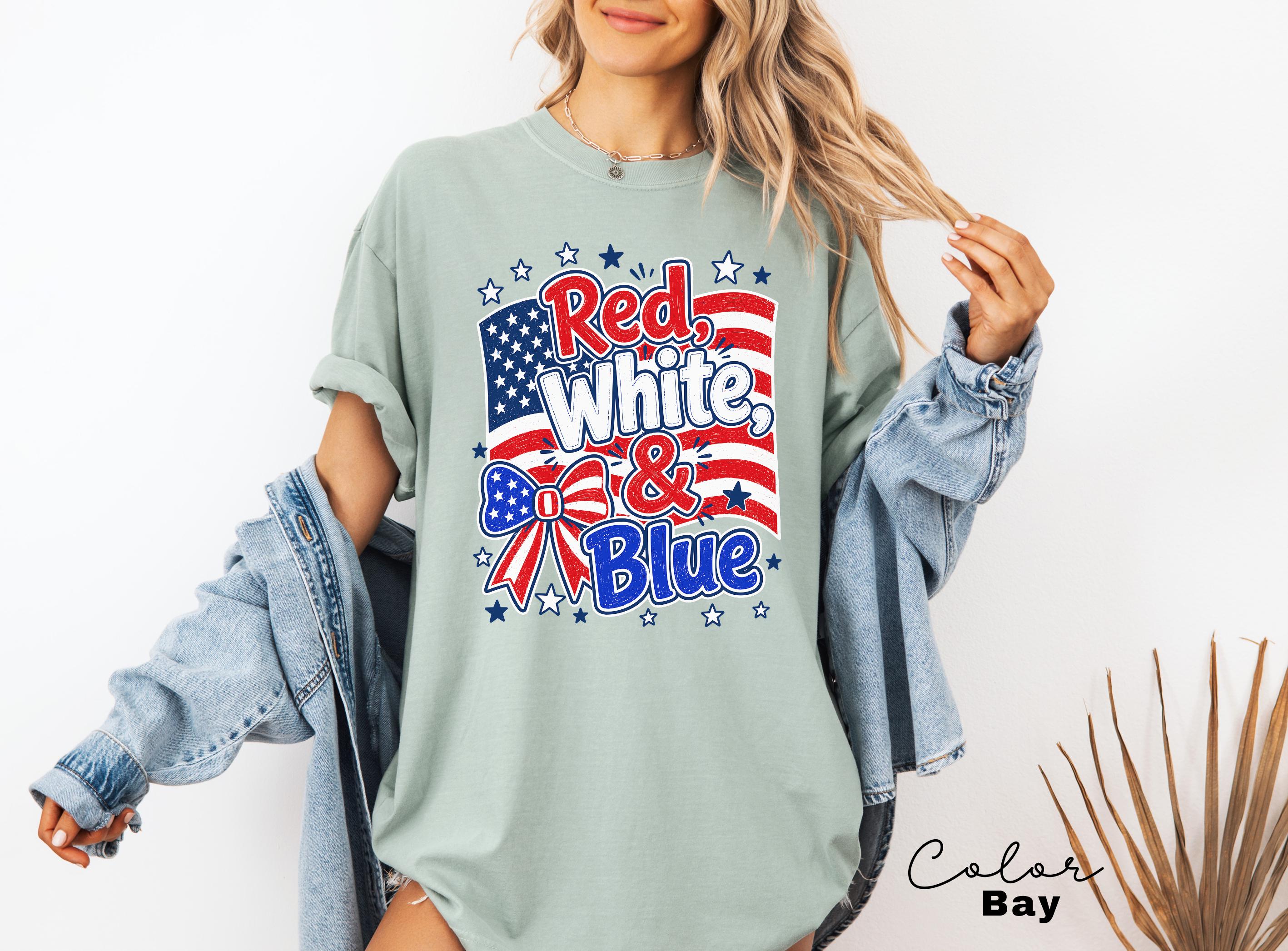 4th of July Shirt, Red White and Blue, Preppy Patriotic Tee, USA America Shirt, Flag Tshirt