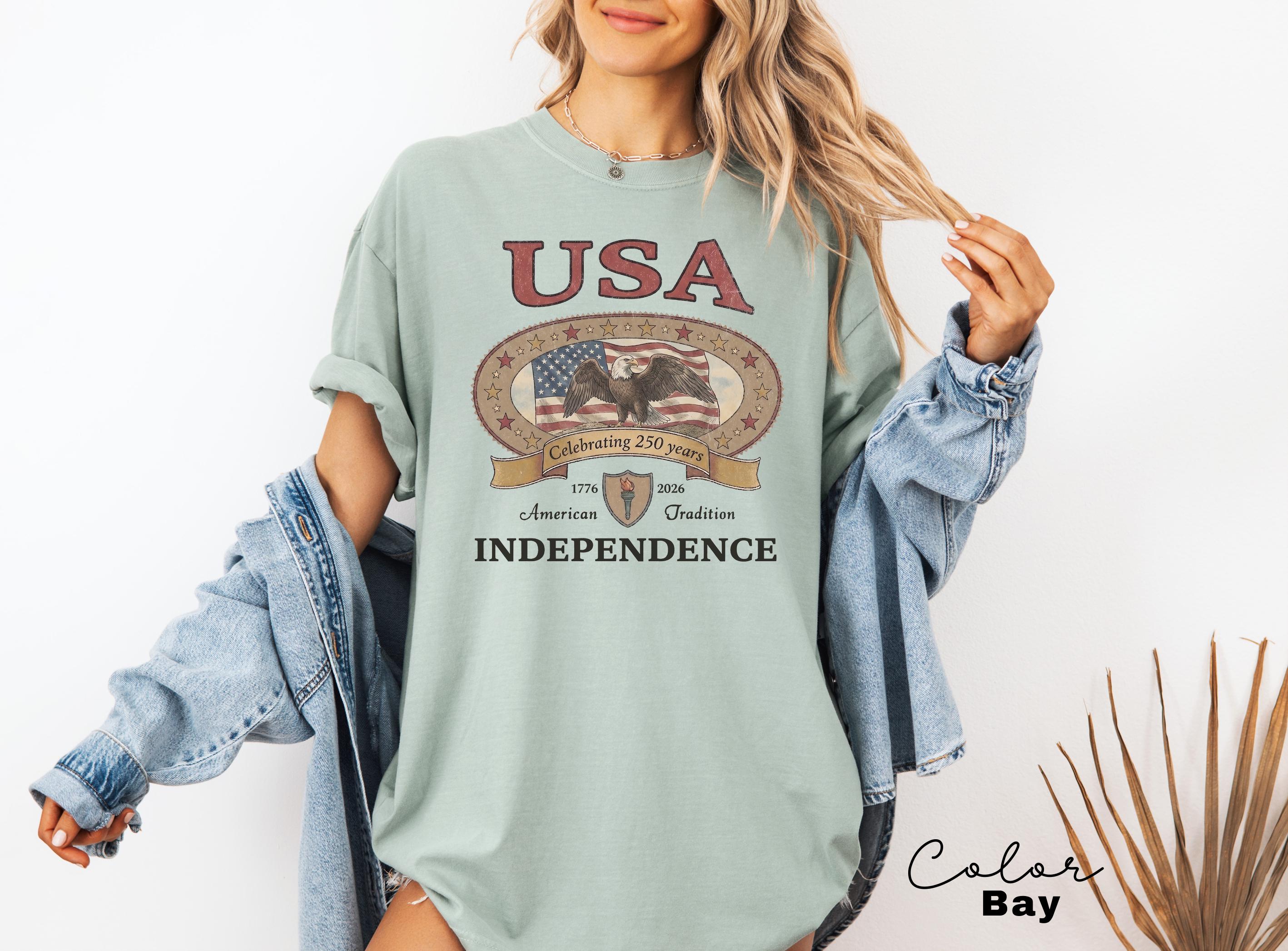 Retro America 4th Of July Shirt Preppy Fourth of July Tshirt Trendy Oversized USA Tee Aesthetic Patriotic Shirt Comfort Colors