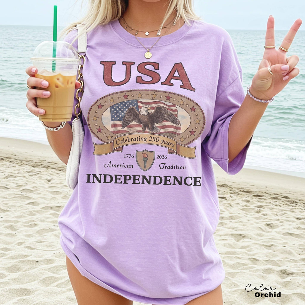 Retro America 4th Of July Shirt Preppy Fourth of July Tshirt Trendy Oversized USA Tee Aesthetic Patriotic Shirt Comfort Colors