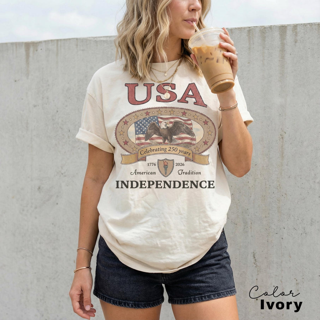Retro America 4th Of July Shirt Preppy Fourth of July Tshirt Trendy Oversized USA Tee Aesthetic Patriotic Shirt Comfort Colors