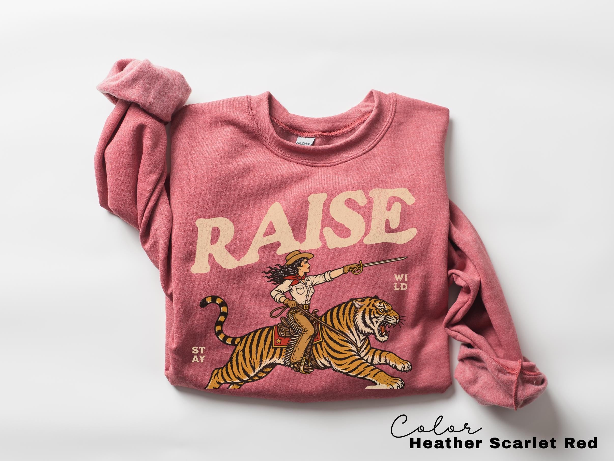 Retro Cowgirl Tiger Shirt, Raise Hell T-Shirt, Western Sweatshirt, Feminist Sweatshirt, Freedom Tee
