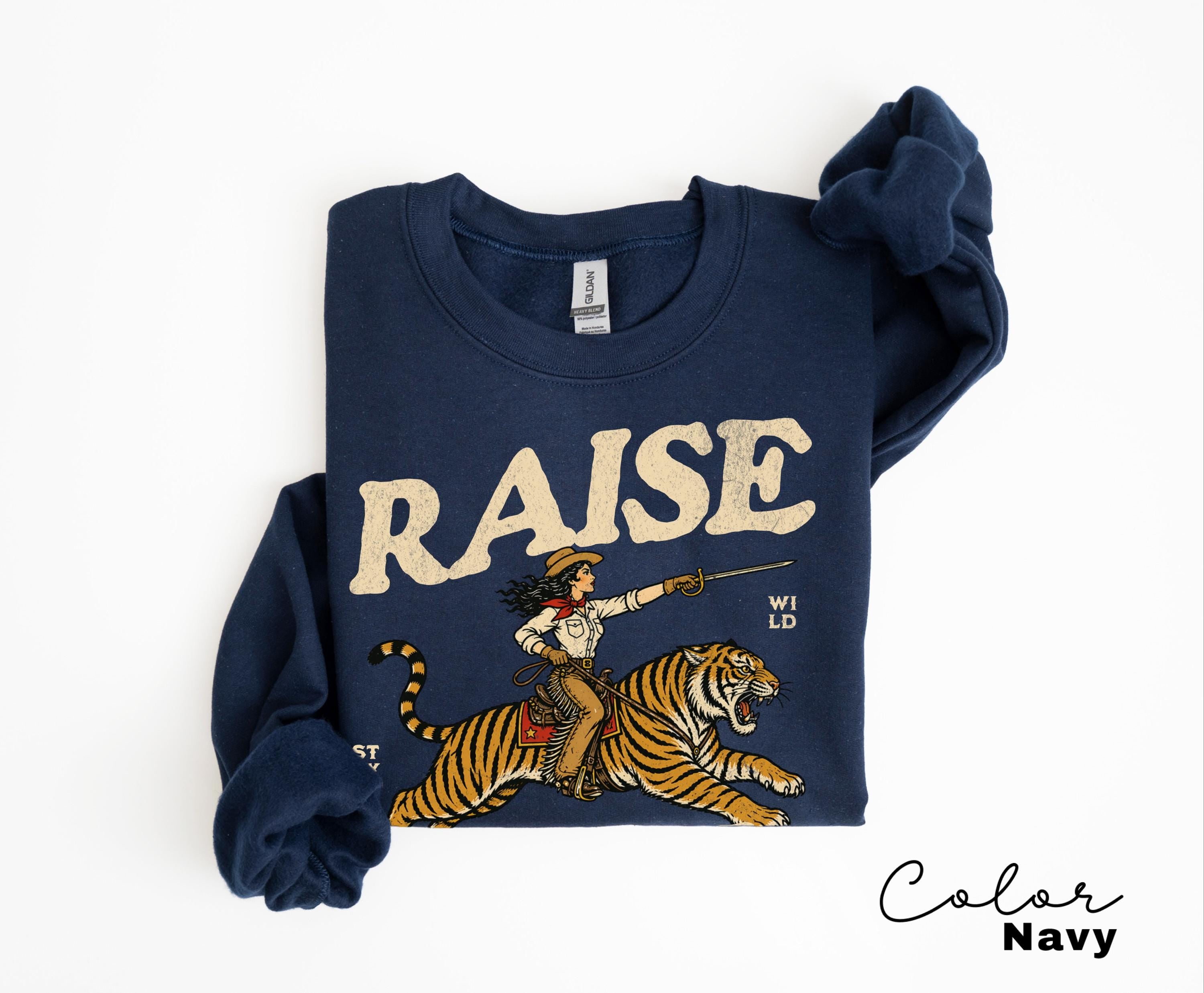 Retro Cowgirl Tiger Raise Hell T-Shirt, Feminist Sweatshirt